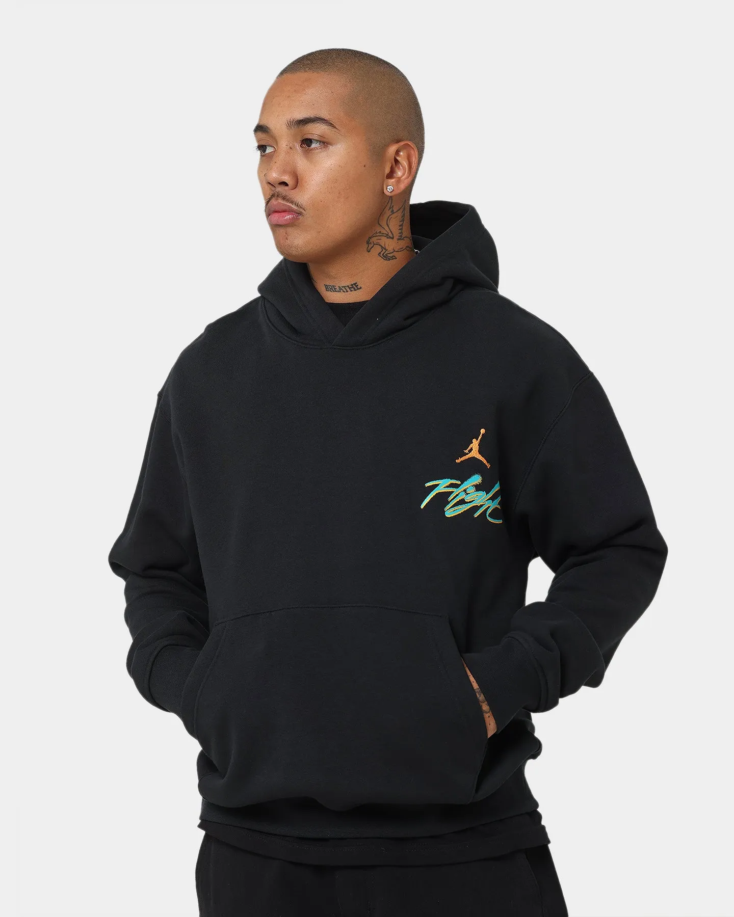 Jordan Essential Flight Graphic Fleece Hoodie Black/New Emerald Enjoy