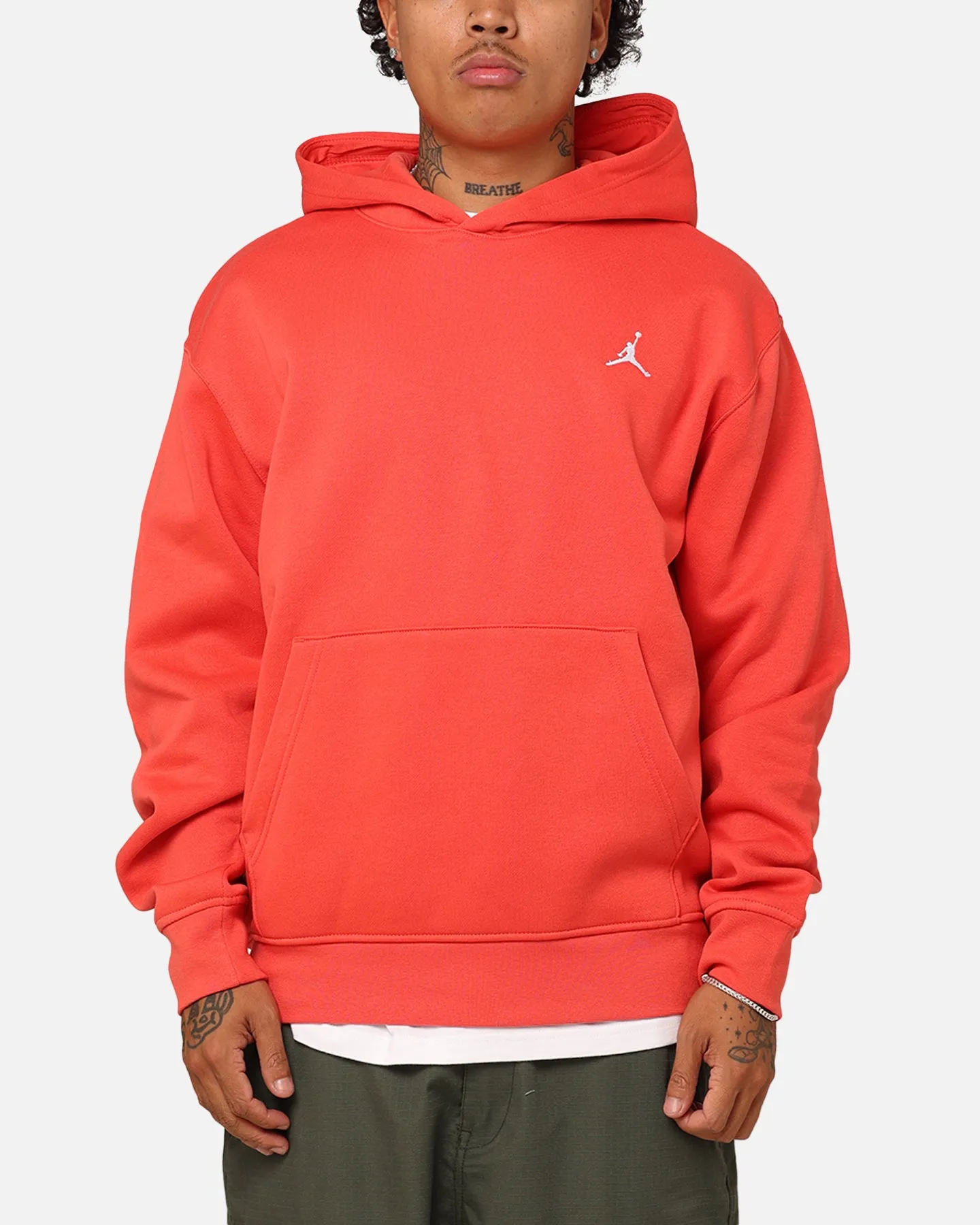 Modern Outerwear Jordan Essentials Brooklyn Fleece Printed Pullover Hoodie Lobster/White