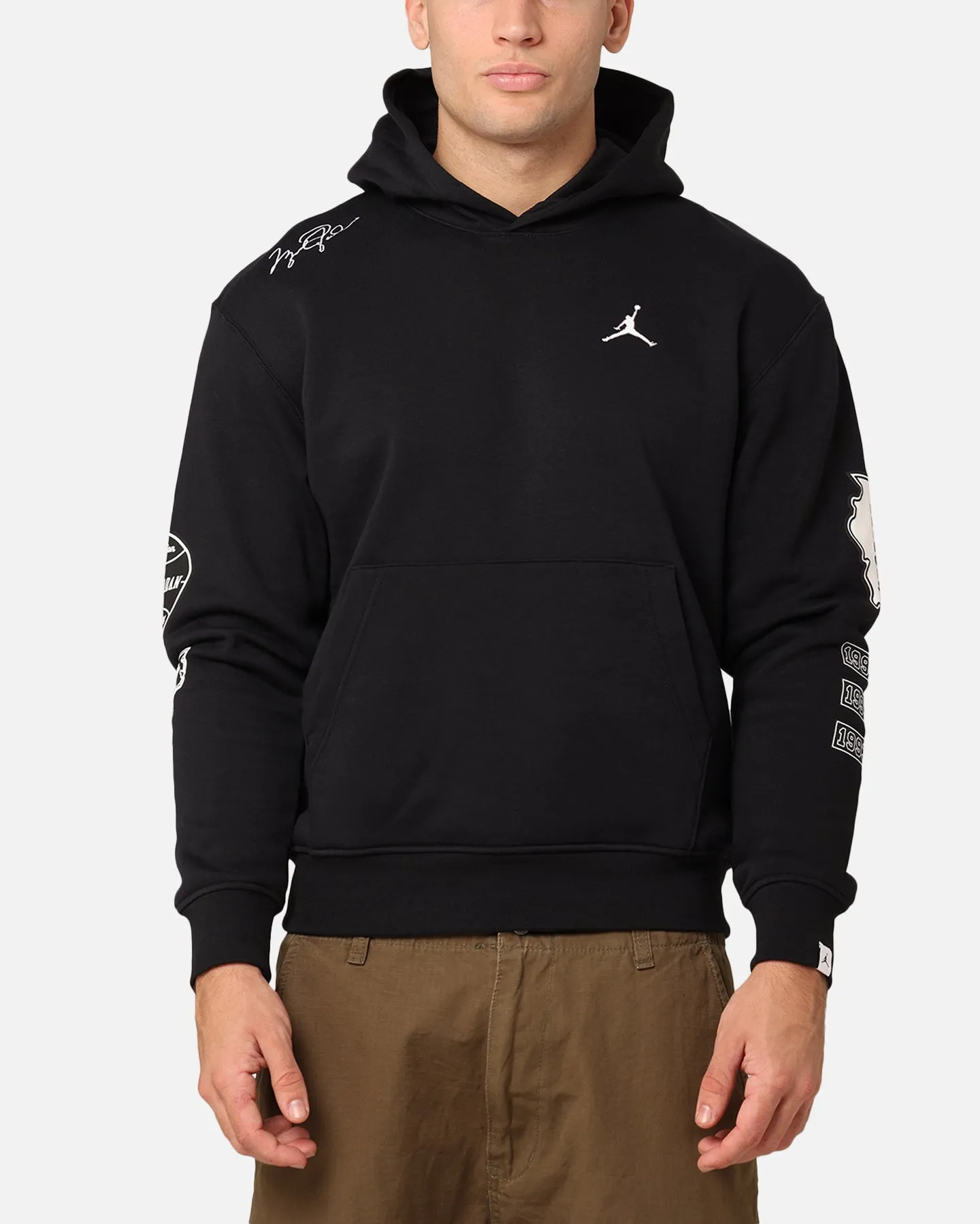 Jordan Essentials Fleece Pullover Hoodie Black/White Double Layer Design