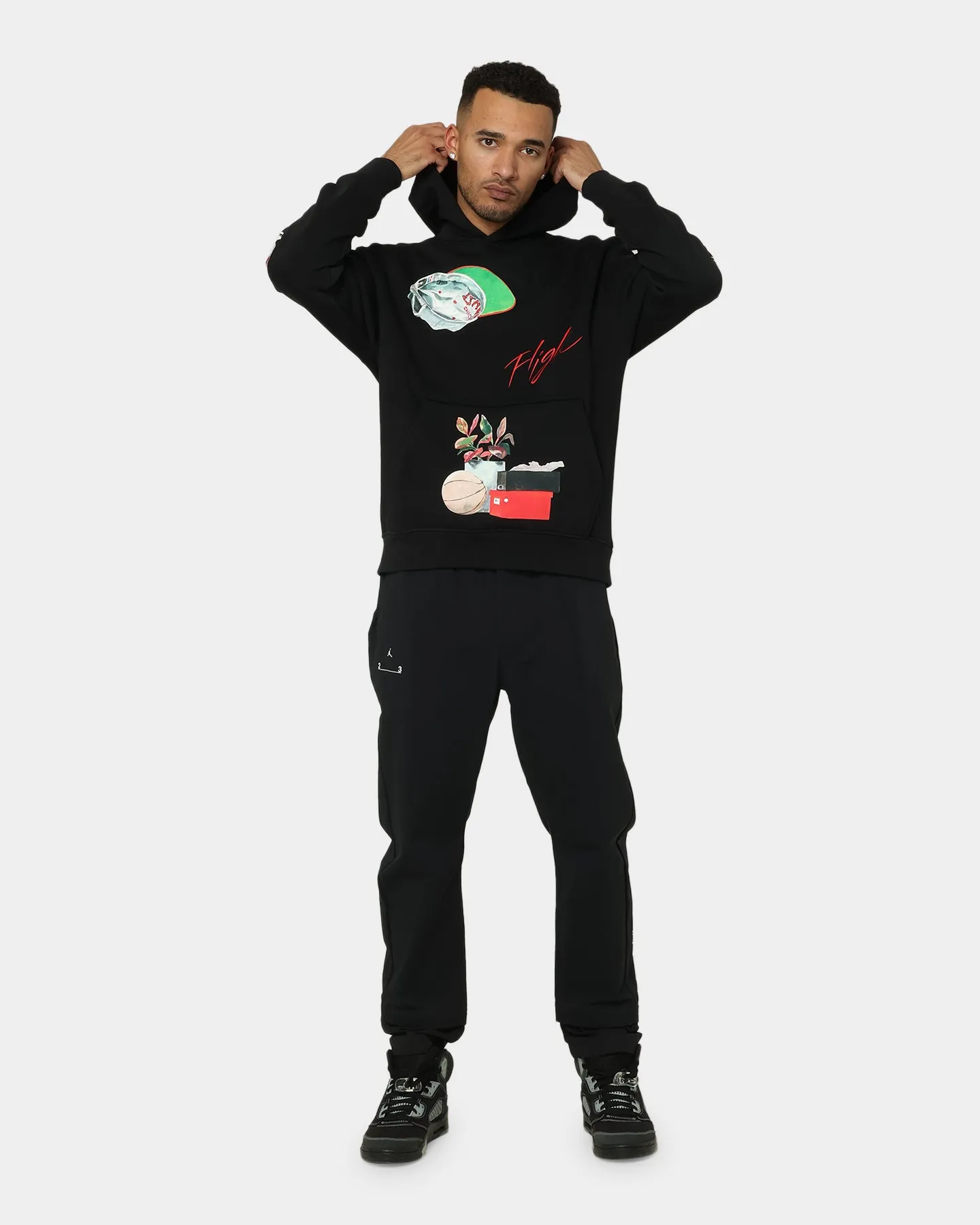 Warm Shield Patch Jordan Flight Artist Series Fleece Pullover Jacket Black/Sail