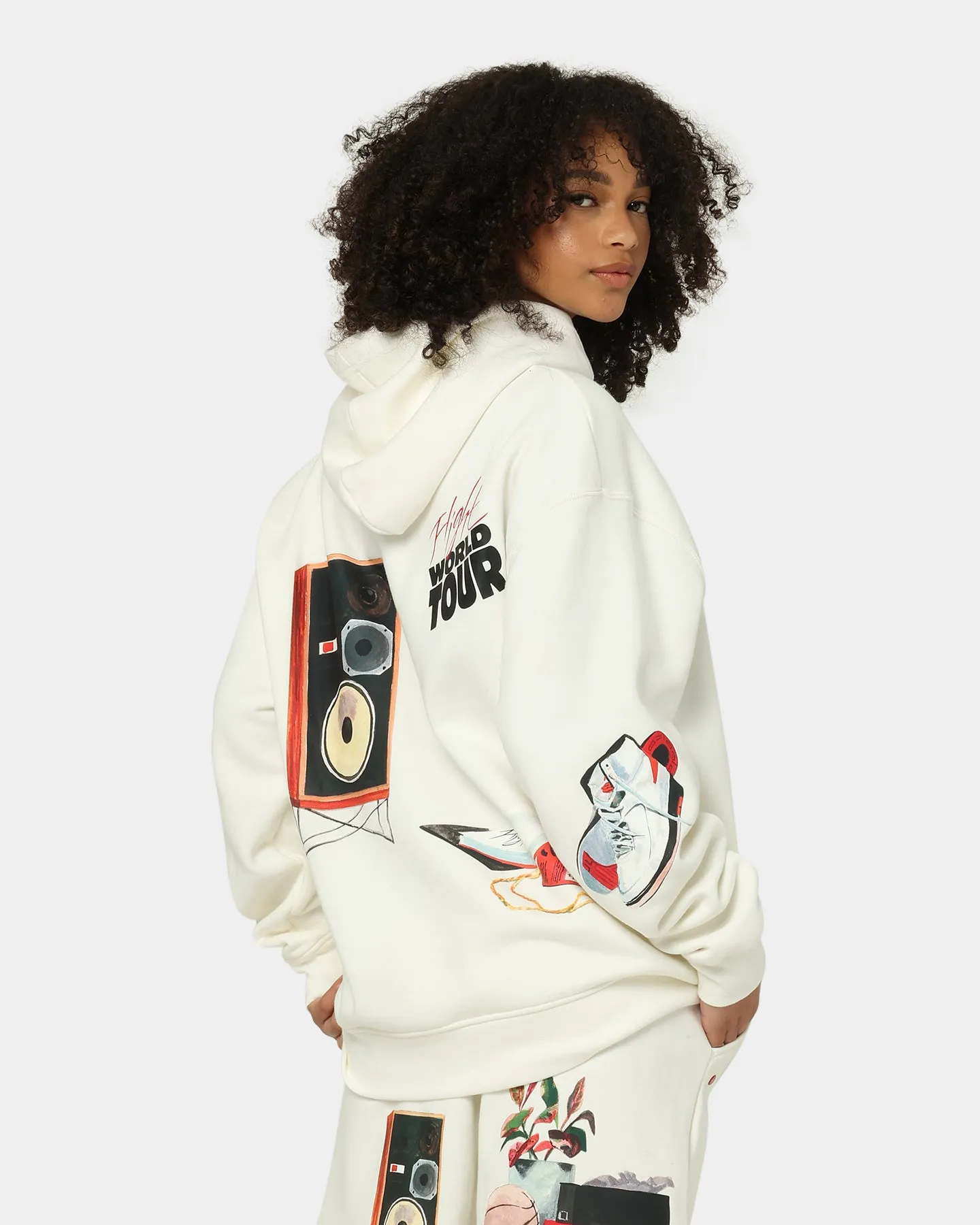 Jordan Flight Artist Series Fleece Pullover Jacket Sail/Black/University Red Ergonomic Paneling