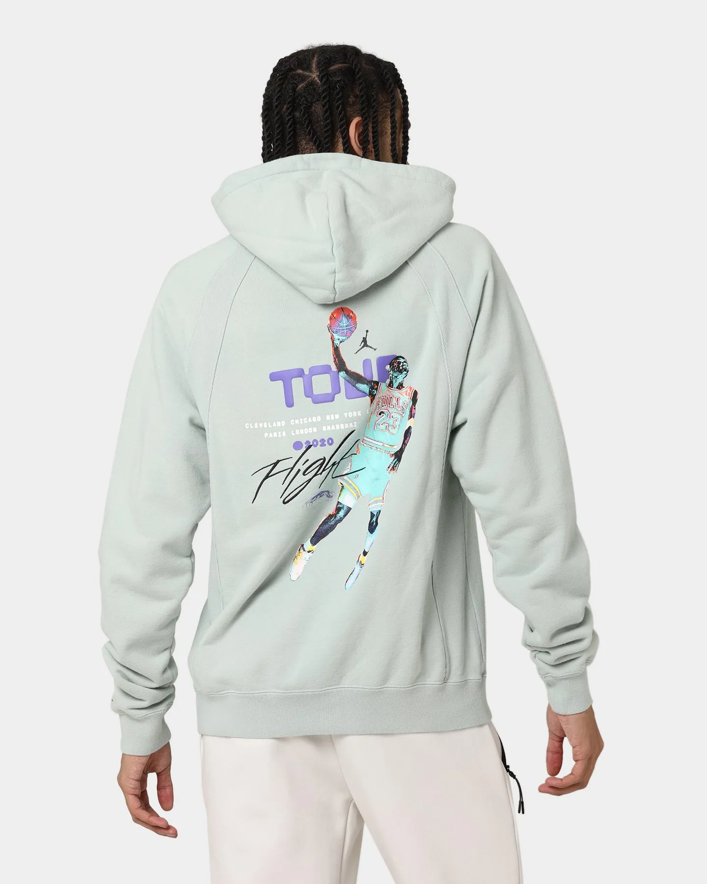 Jordan Flight Heritage French Terry Pullover Hoodie Seafoam Focus Layered Insulation