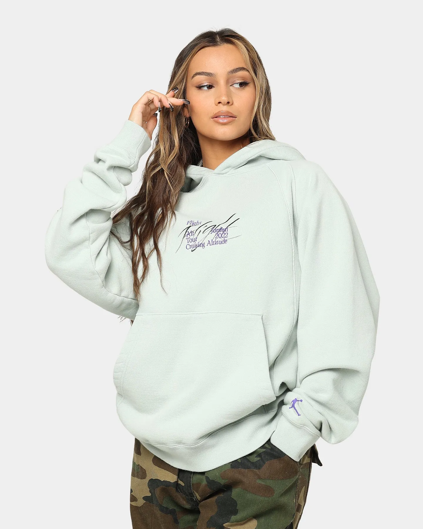 Jordan Flight Heritage French Terry Pullover Hoodie Seafoam Trunk