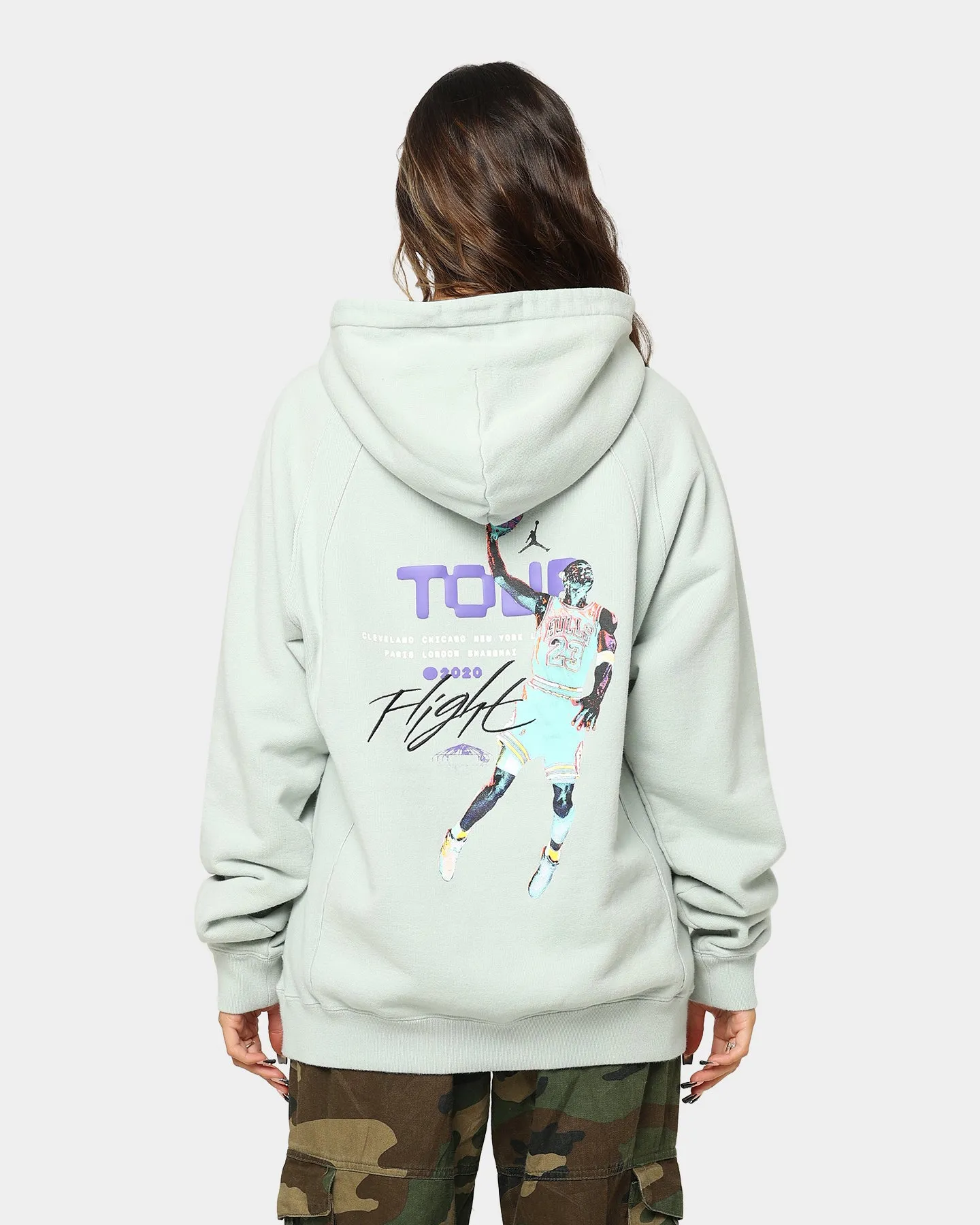 Jordan Flight Heritage French Terry Pullover Hoodie Seafoam Reinforced Shoulders Storage