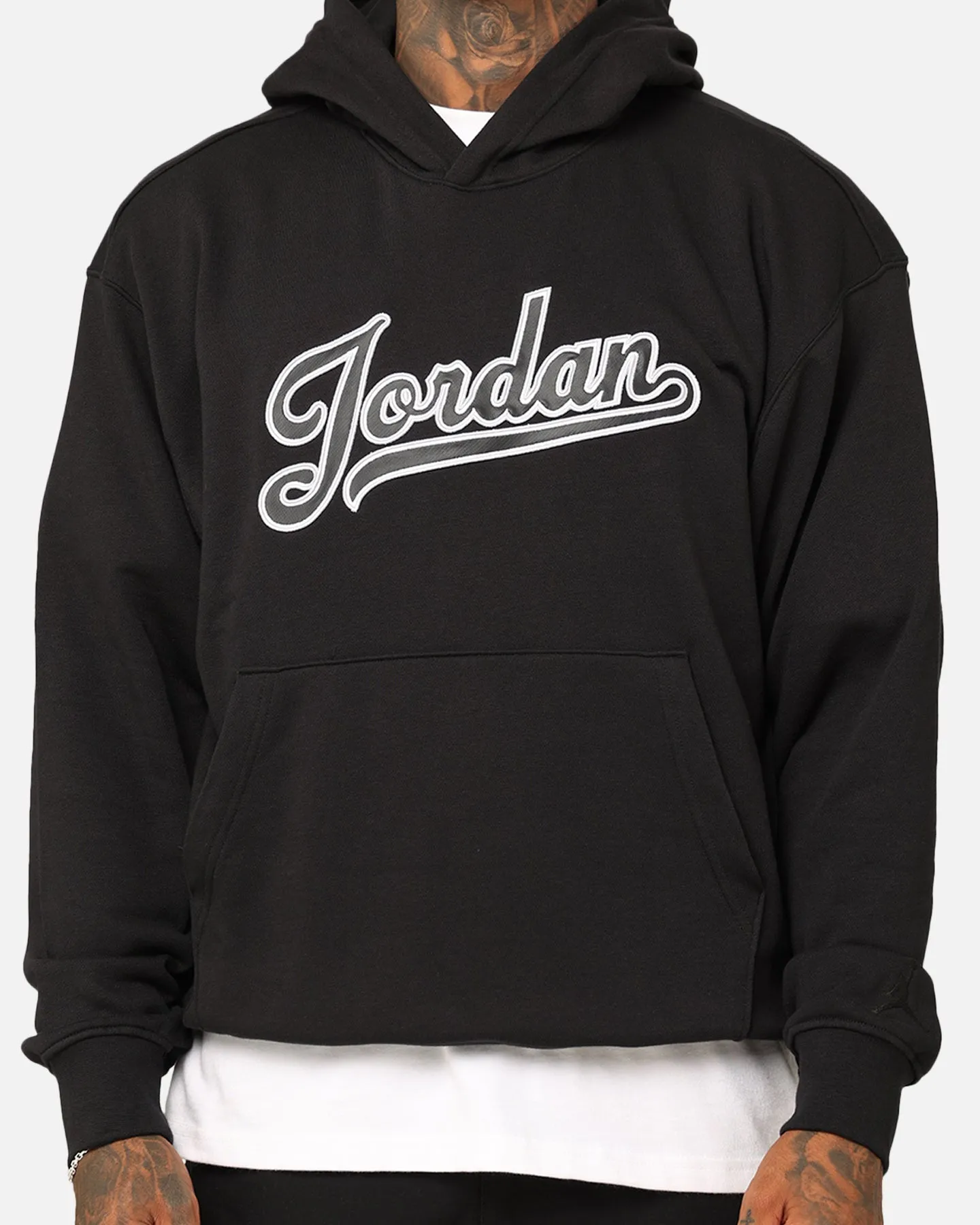 Oversized Fit Multi Directional Stretch Jordan Flight MVP Fleece Pullover Hoodie Black