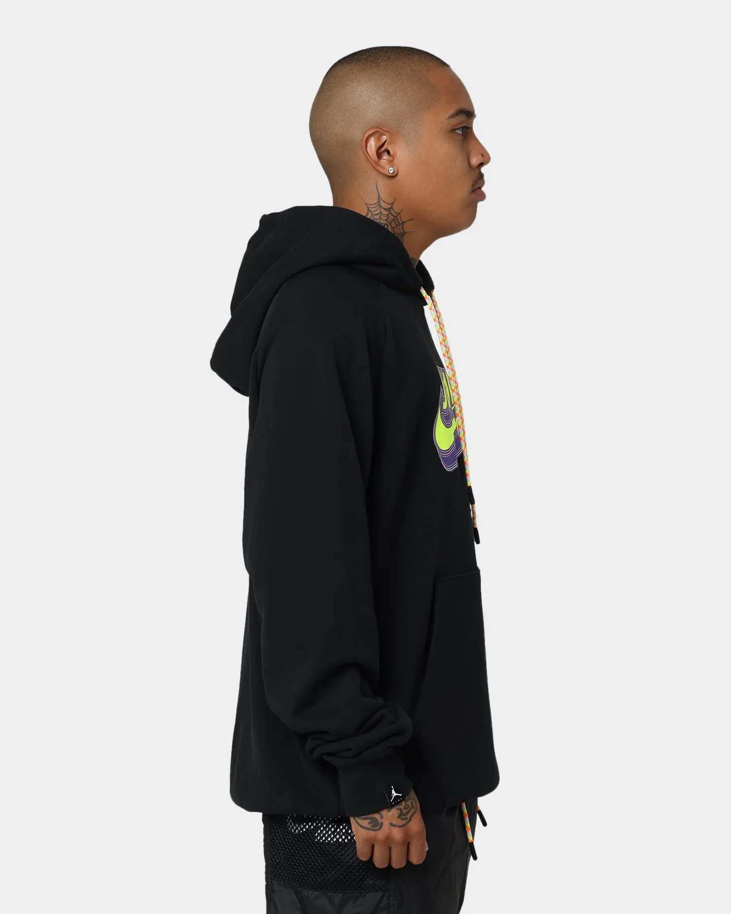 Flexible Quilted Panels Pendant Jordan Jumpman Fleece Pullover Hoodie Black