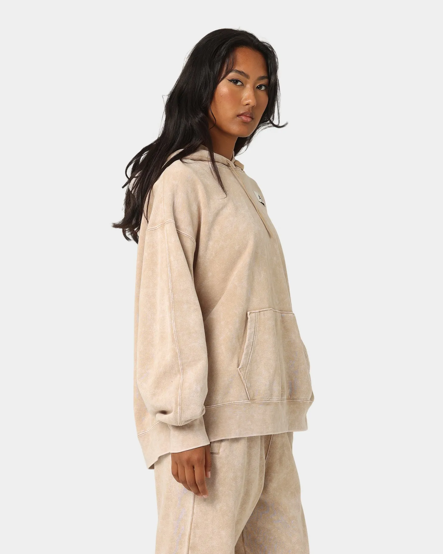 Summer Wear Urban Jordan Women's Flight Fleece Washed Hoodie Desert