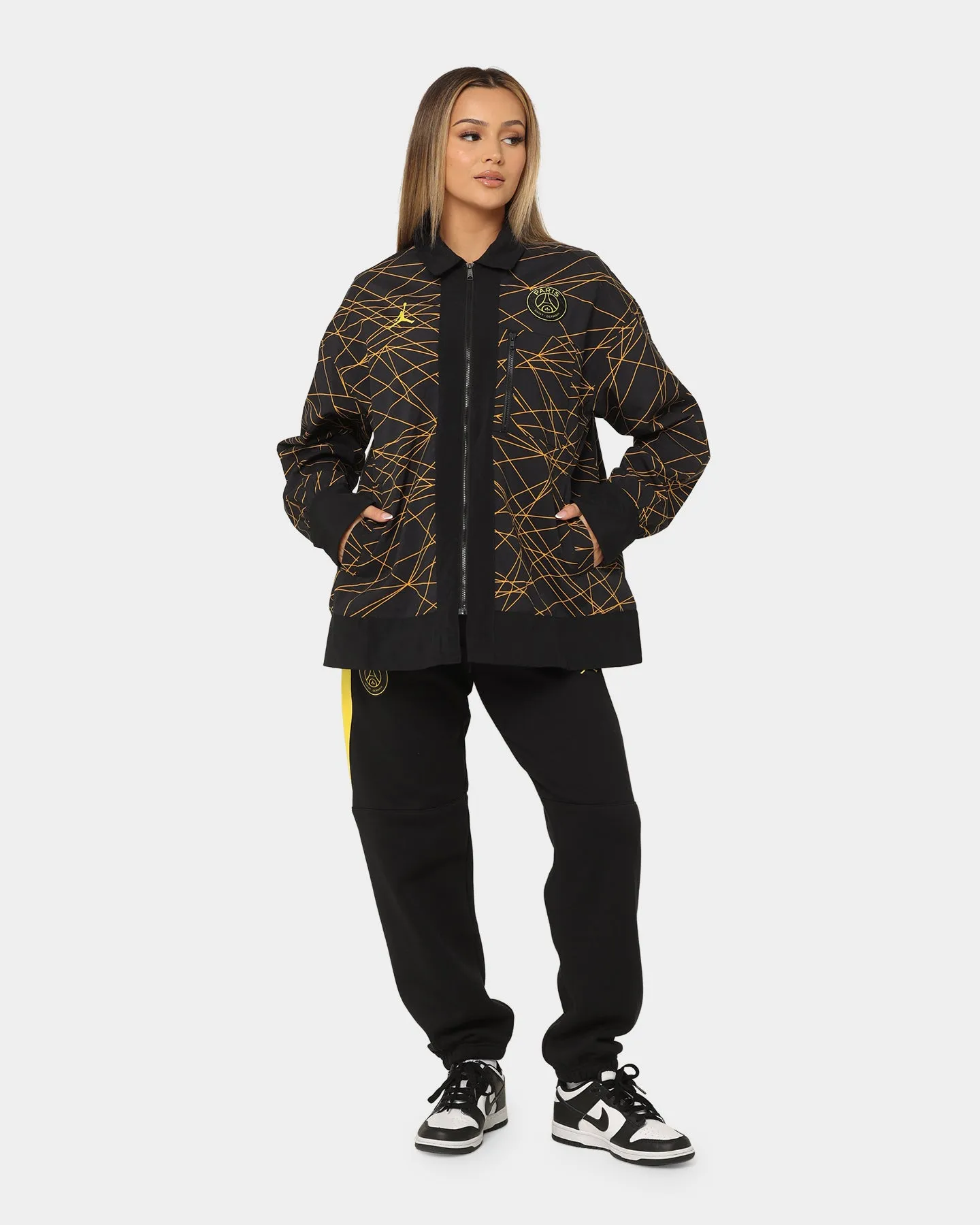 family gathering Winter Layers Jordan Women's Jordan X Paris Saint-Germain Anthem Jacket Black/Tour Yellow