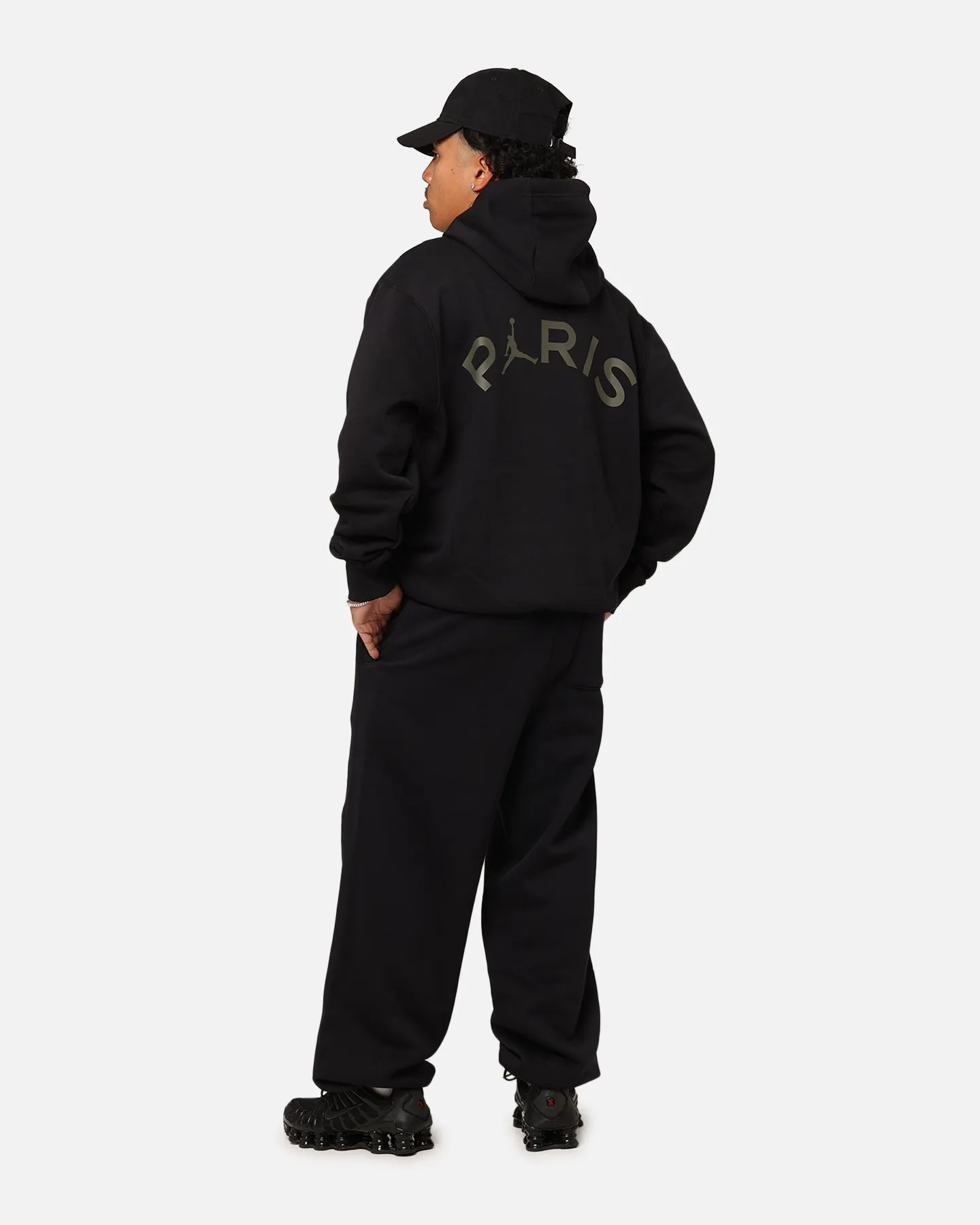 Quick Closure Compression Friendly Fit Jordan X Paris Saint-Germain Fleece Pullover Hoodie Black/Cargo Khaki