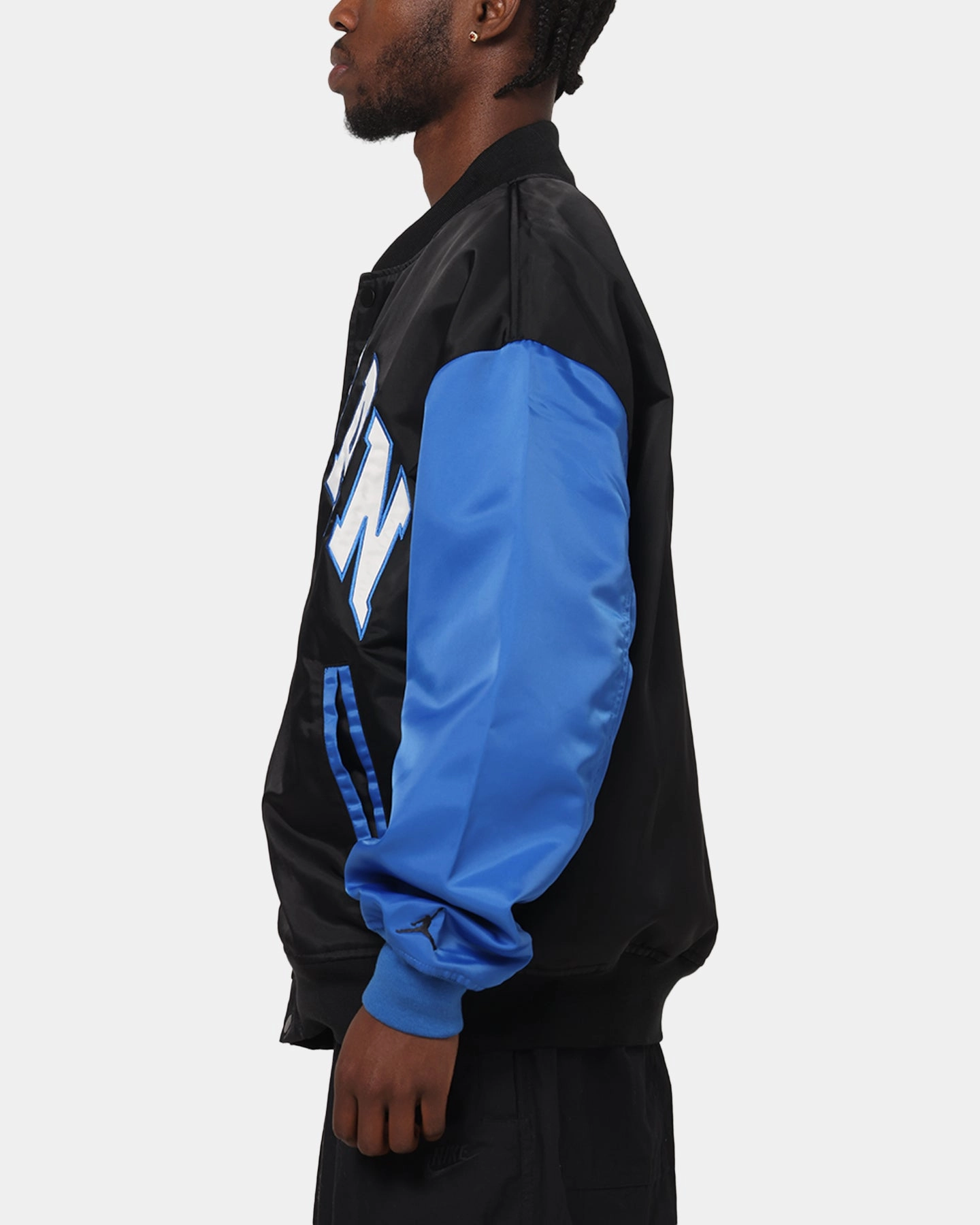 AntiPilling Surface Finish Jordan Brooklyn Collegiate Varsity Jacket Black/Blue