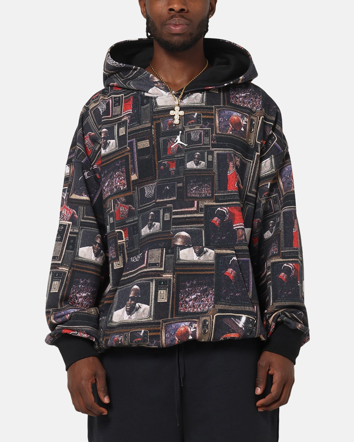 DIY wear Sheep like Jordan Brooklyn Fleece Printed Hoodie Black/Sail