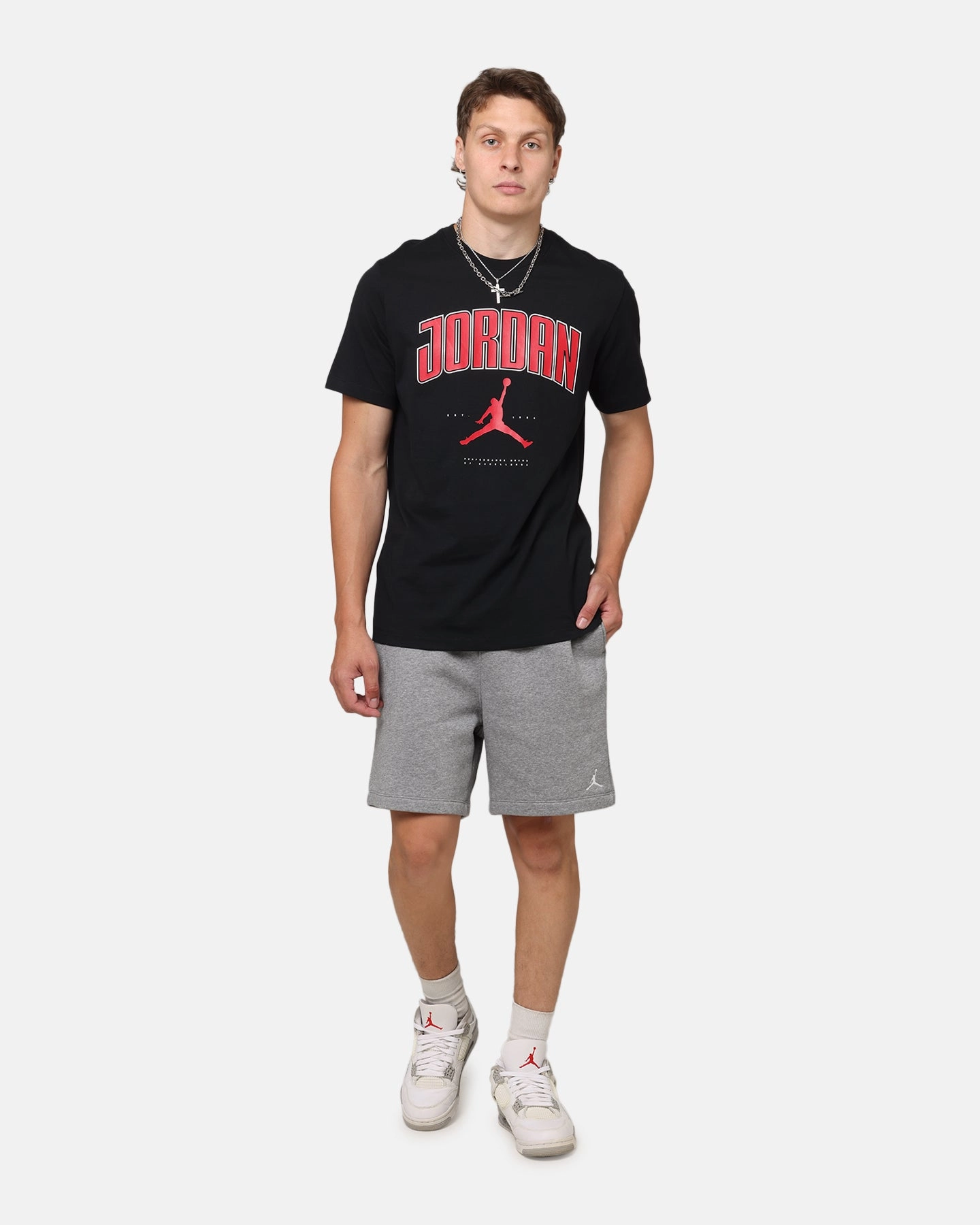 Go Casual Linen blend Jordan Brooklyn Fleece Shorts Carbon Heather/White