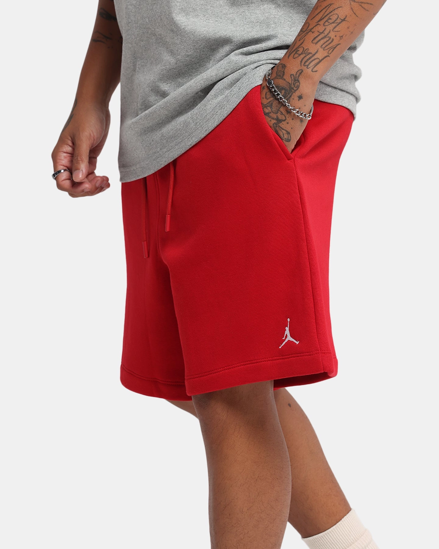 Jordan Brooklyn Fleece Shorts Gym Red/White WrinkleFreeFabric
