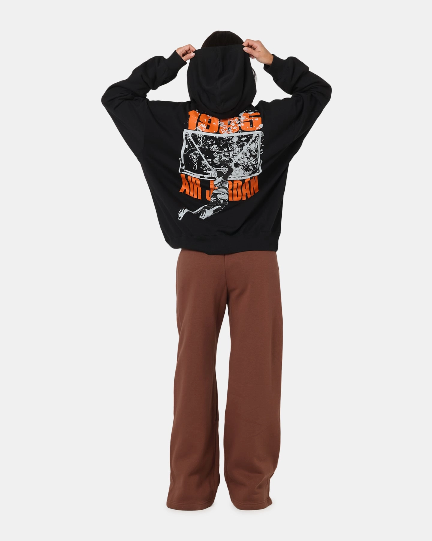 Jordan Brooklyn Shattered Back Board Oversized Pullover Hoodie Black Street Light thermal fabric