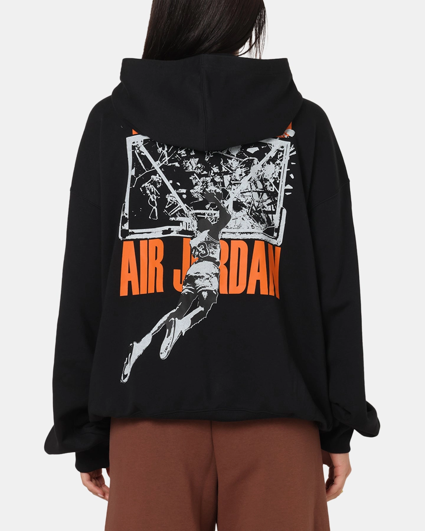 Jordan Brooklyn Shattered Back Board Oversized Pullover Hoodie Black forest hike