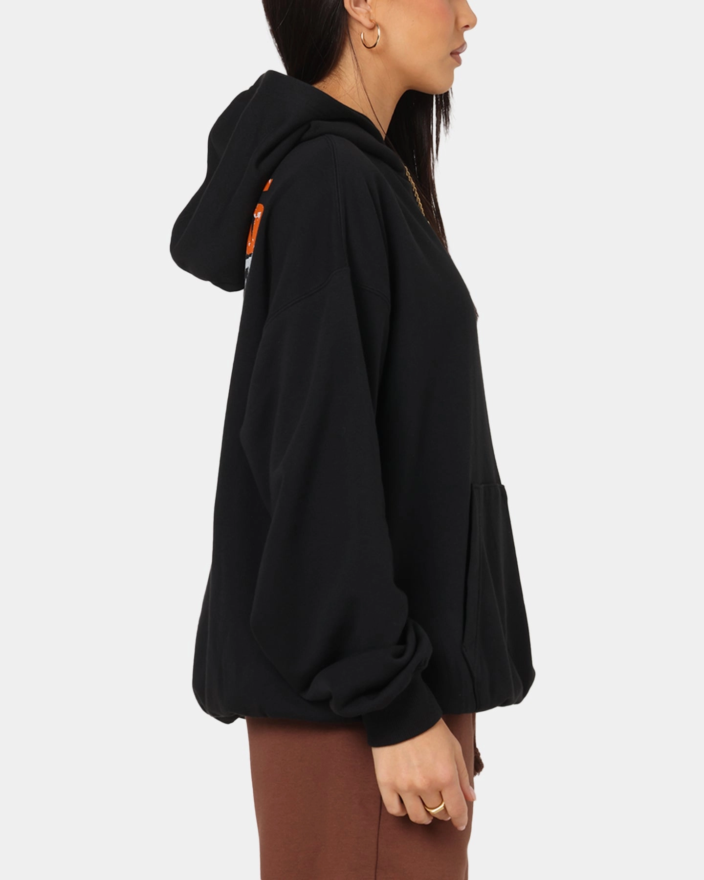 Jordan Brooklyn Shattered Back Board Oversized Pullover Hoodie Black Flatlock Seam Finish