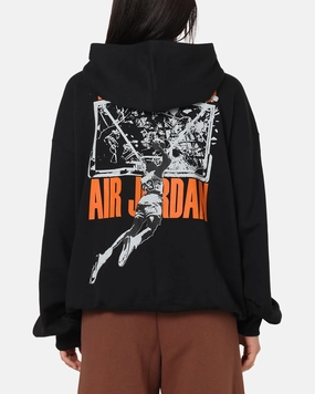 Jordan Brooklyn Shattered Back Board Oversized Pullover Hoodie Black forest hike