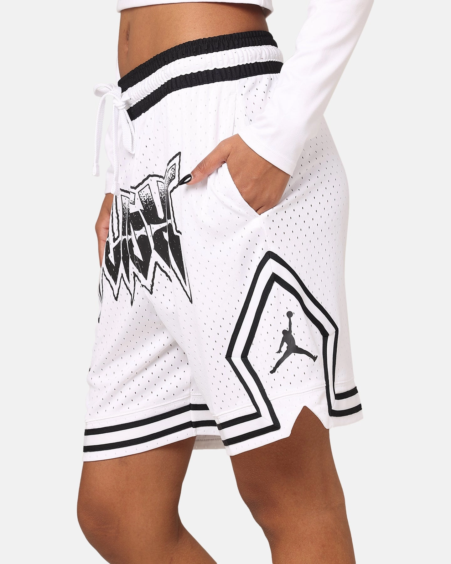 Jordan Dri-Fit Diamond Shorts White/Black sweater Breathable Material
