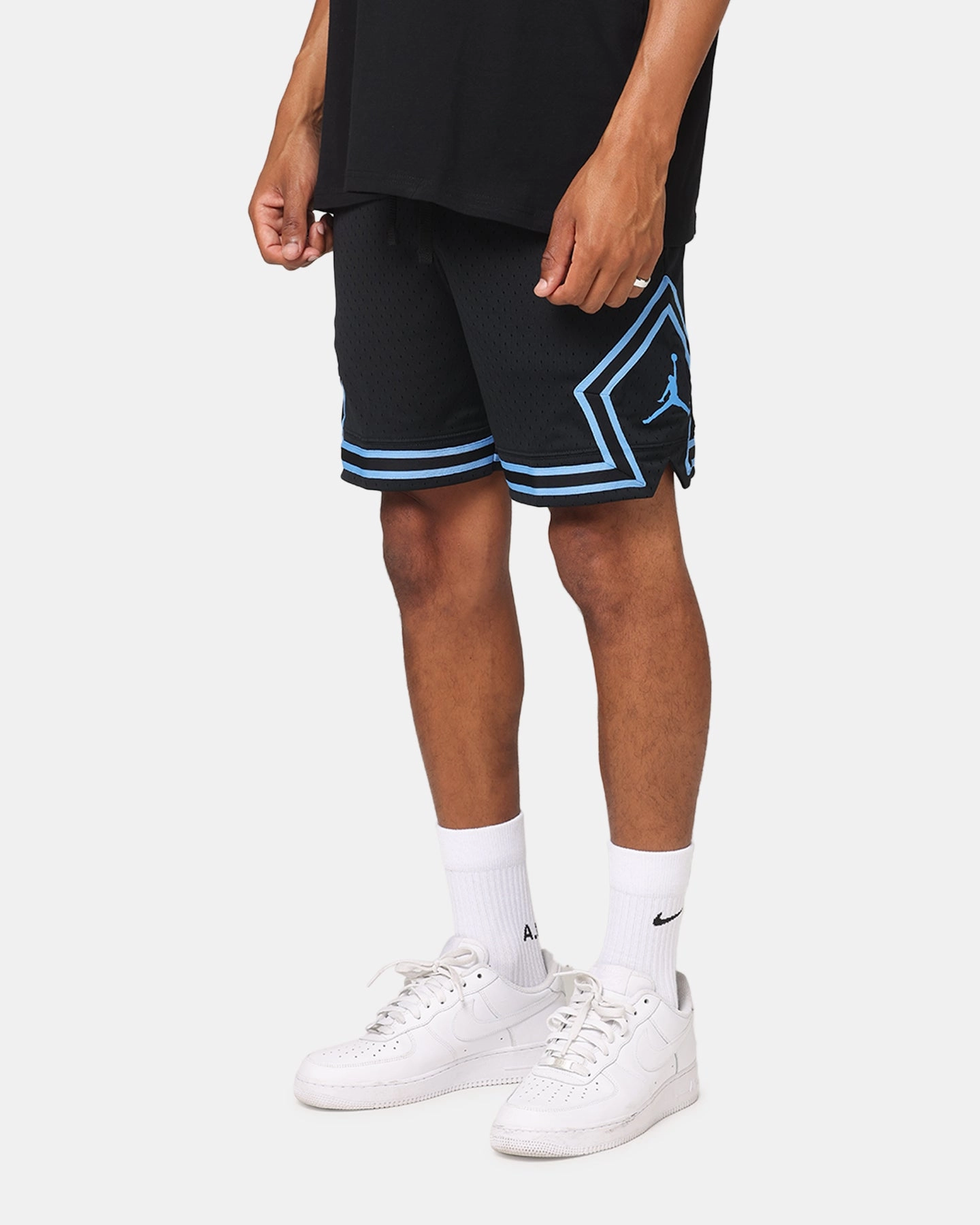 Jordan Dri-FIT Sport Diamond Shorts Black/Blue elastic waistband