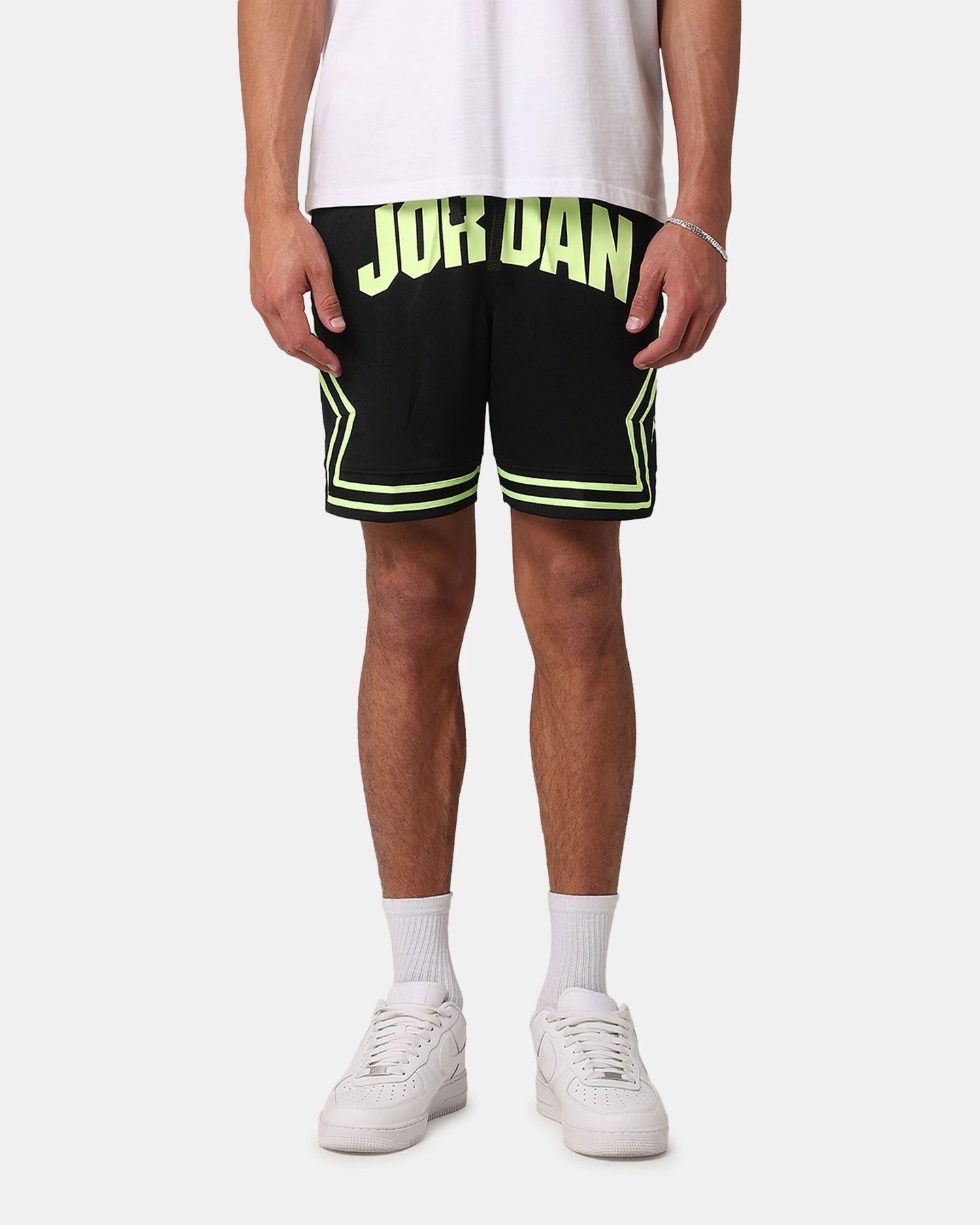 High Rise Waist Jordan Dri-FIT Sport Diamond Shorts Black/Volt Glow