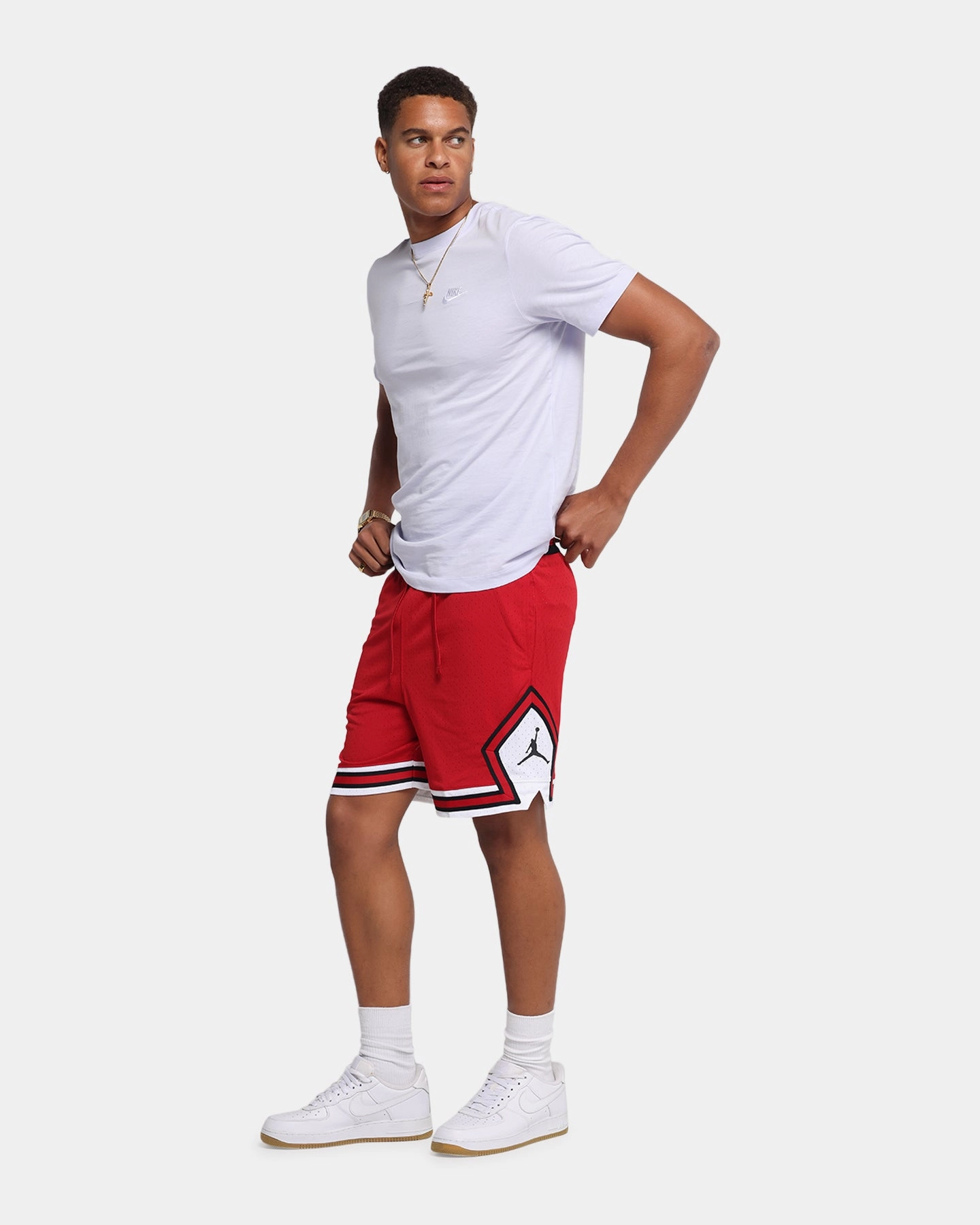 back-to-school Wear Resistant Fabric Jordan Dri-FIT Sport Diamond Shorts Gym Red/White
