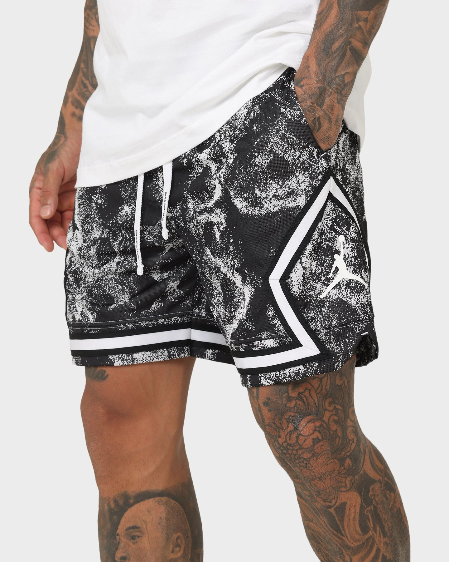 Jordan Dri-FIT Sport Diamond Shorts White/Black TearResistantBuild Gentle On Skin