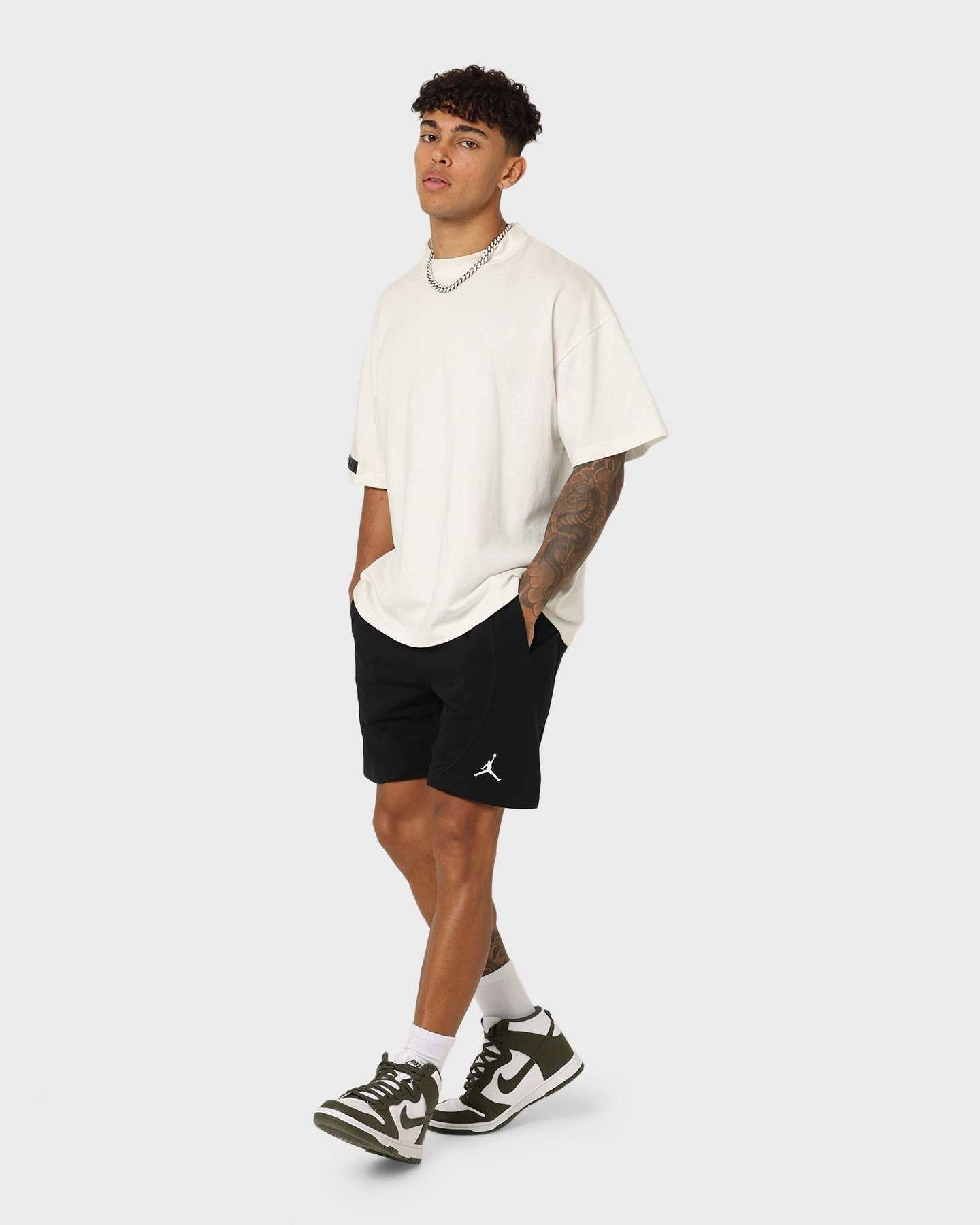 Printed Pattern Stretchy Hemline Jordan Dri-FIT Sport Shorts Black/Black/White