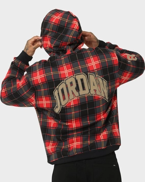 clean design Chill Proof Jordan Essential Holiday Plaid Fleece Pullover Hoodie Fire Red