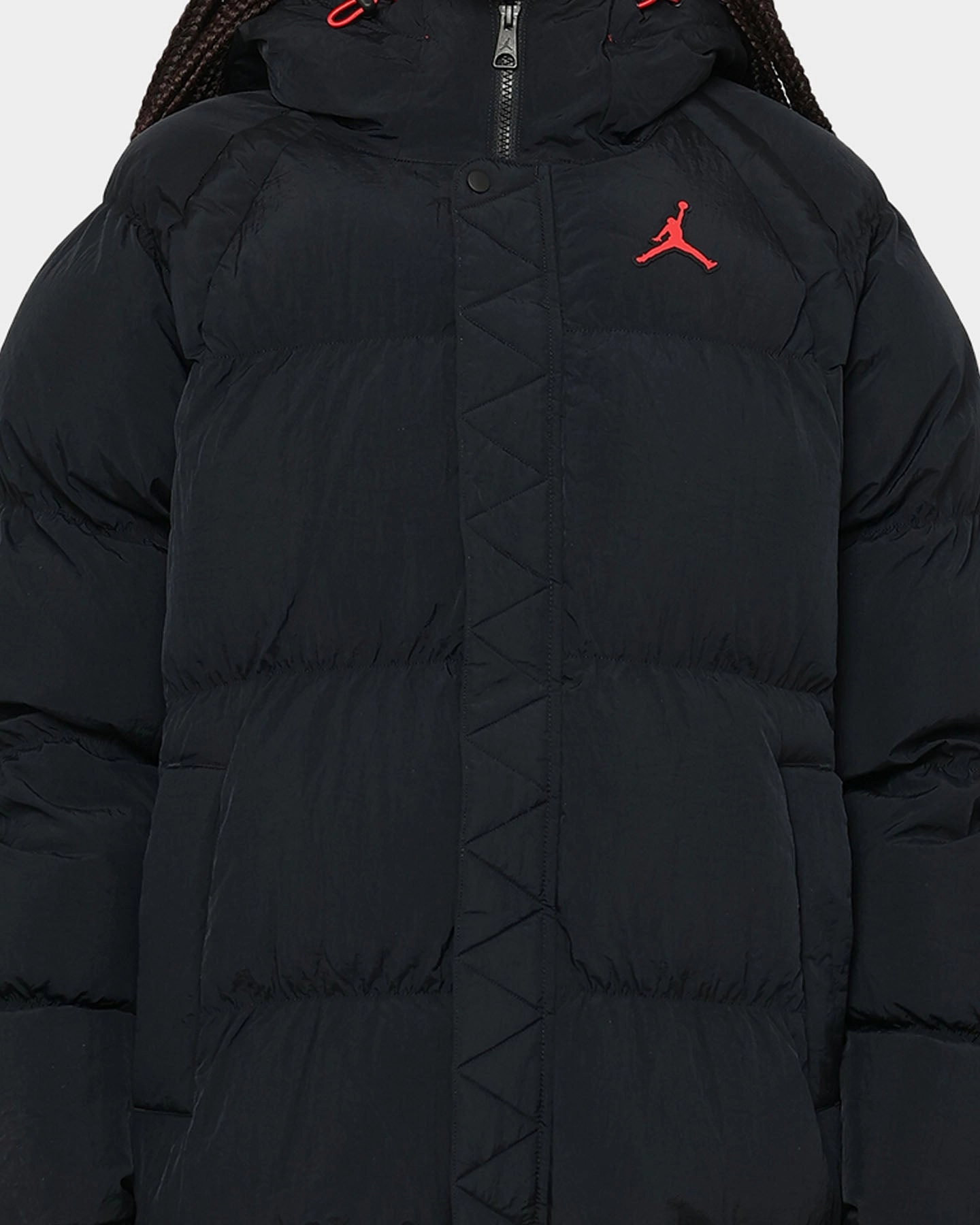 Limited Edition Ribbed Knit Cuffs Jordan Essential Puffer Jacket Black/Fire Red