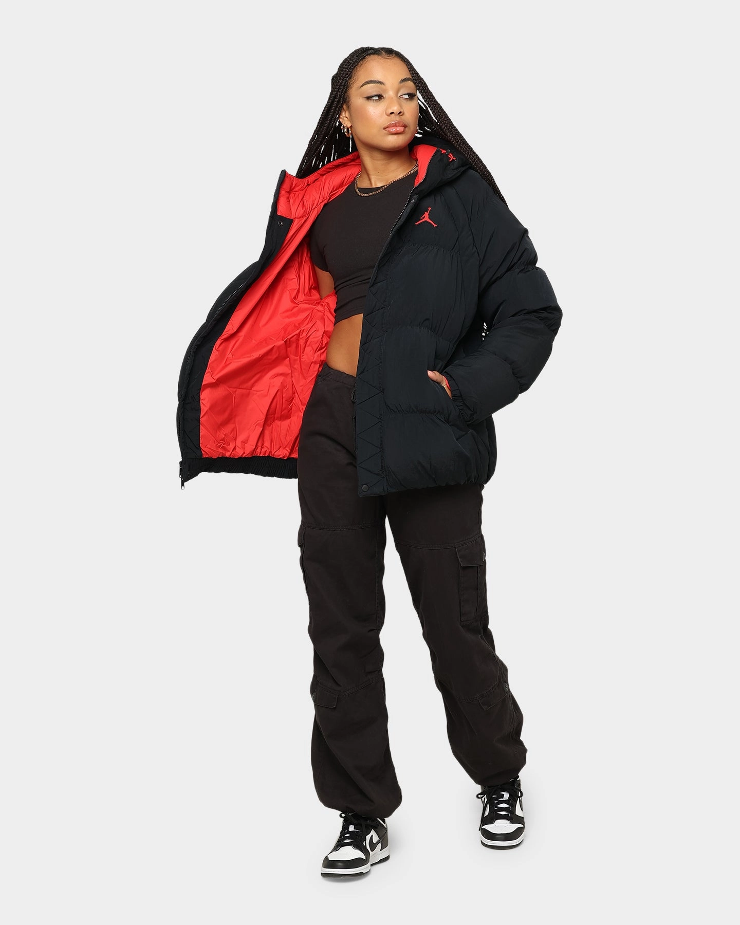 Introduce Rugged Durability Jordan Essential Puffer Jacket Black/Fire Red