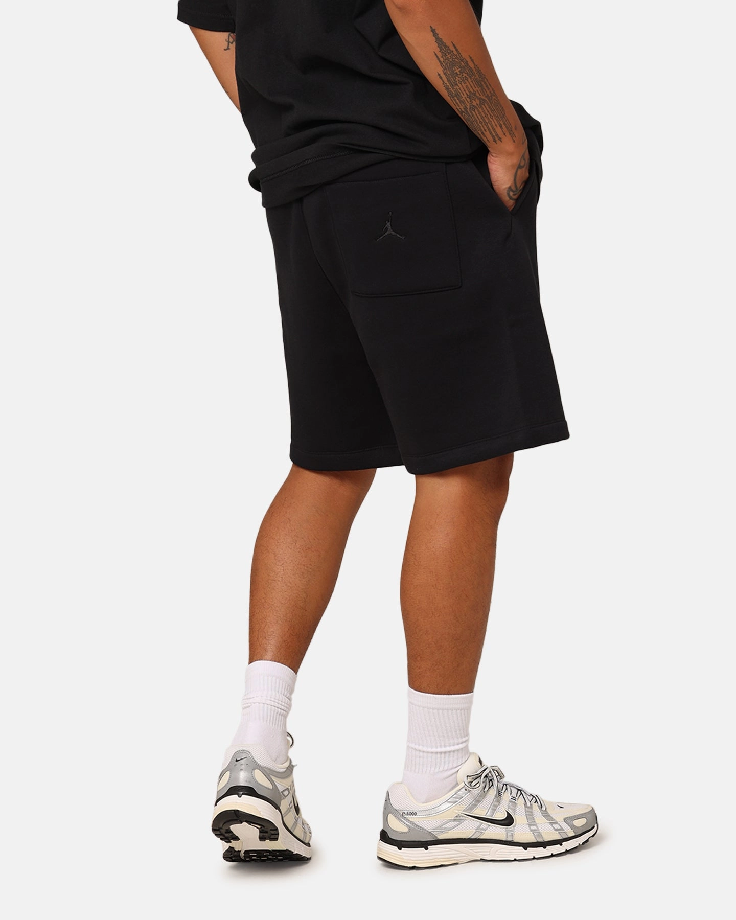 beach goers men's clothing Jordan Essentials Brooklyn Fleece Harbour Shorts Black/White