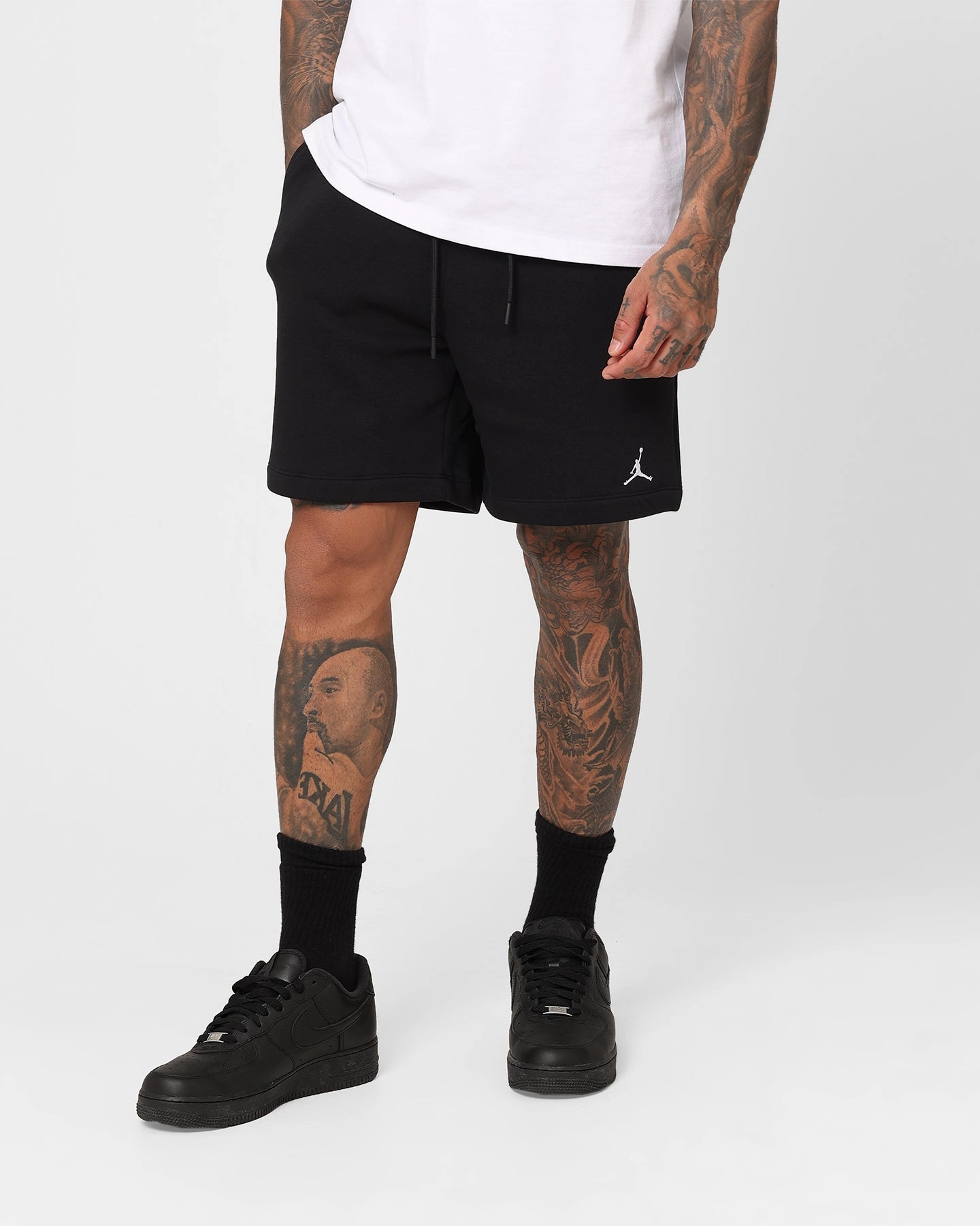 Jordan Essentials Fleece Shorts Black/Black/White outdoor concert style denim alternative