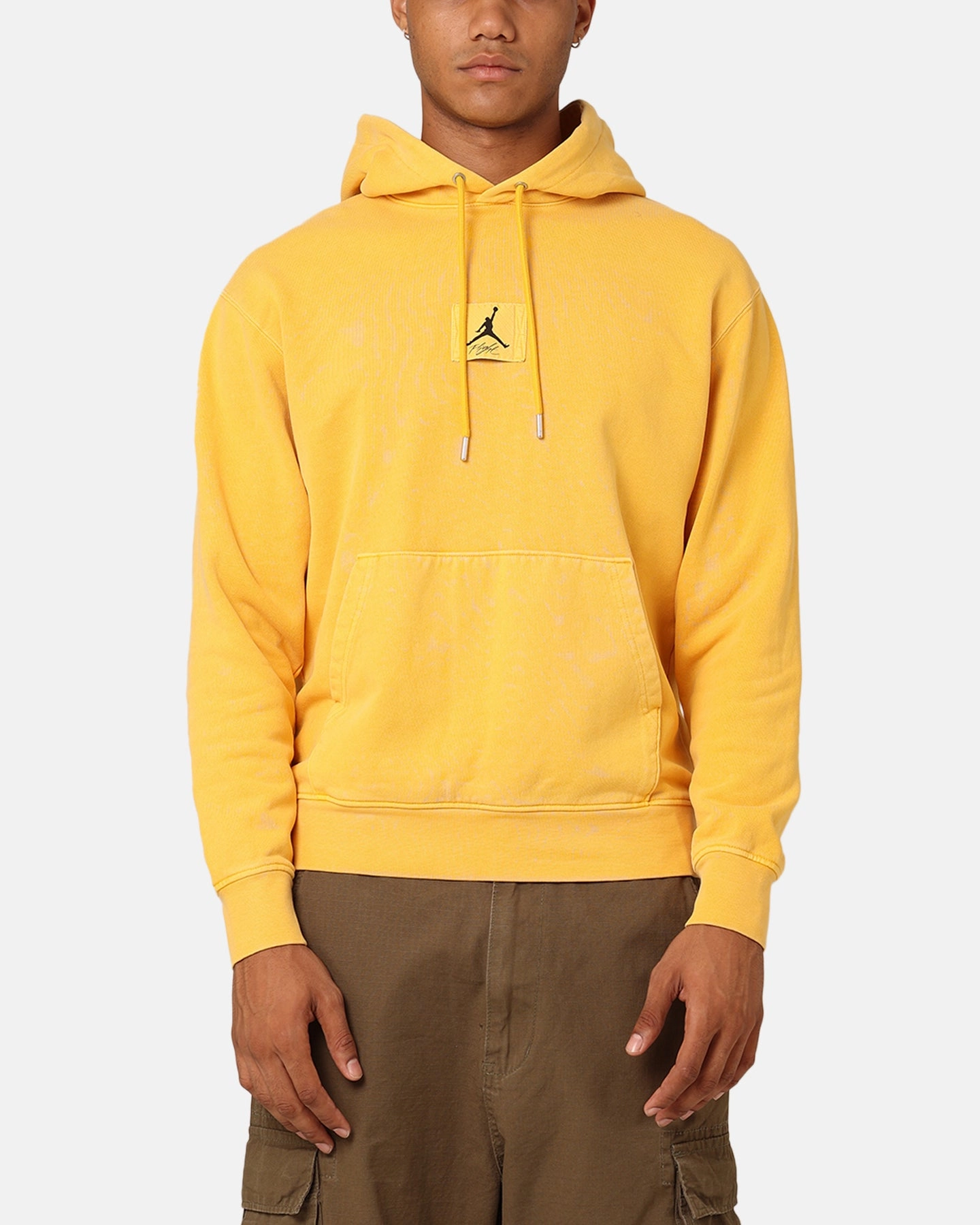 cloudy Benefit Jordan Essentials Flight Fleece Washed Pullover Hoodie Yellow Ochre