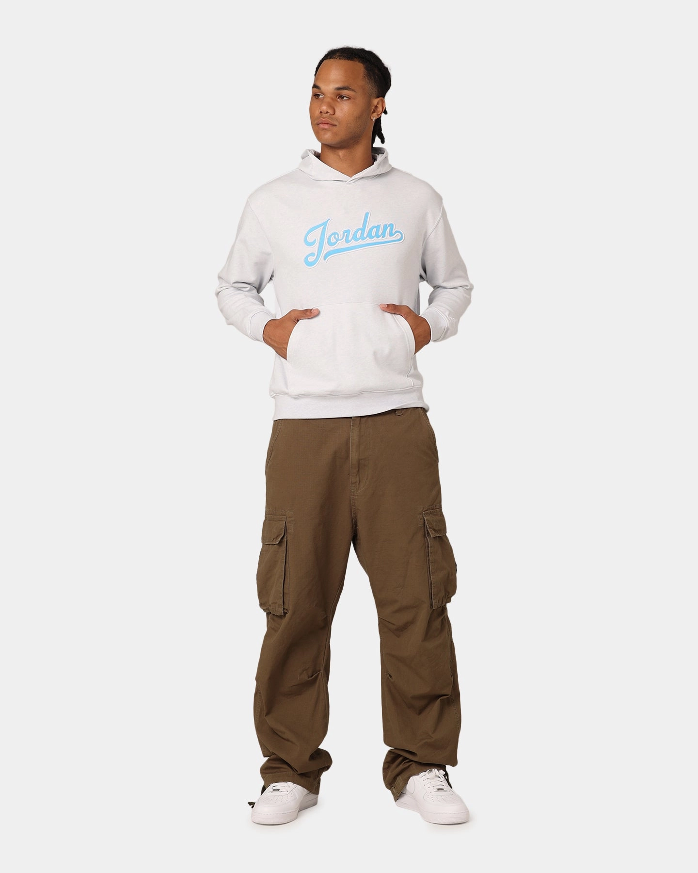 Casual Street Jordan Flight MVP Fleece Pullover Hoodie Pure Platinum