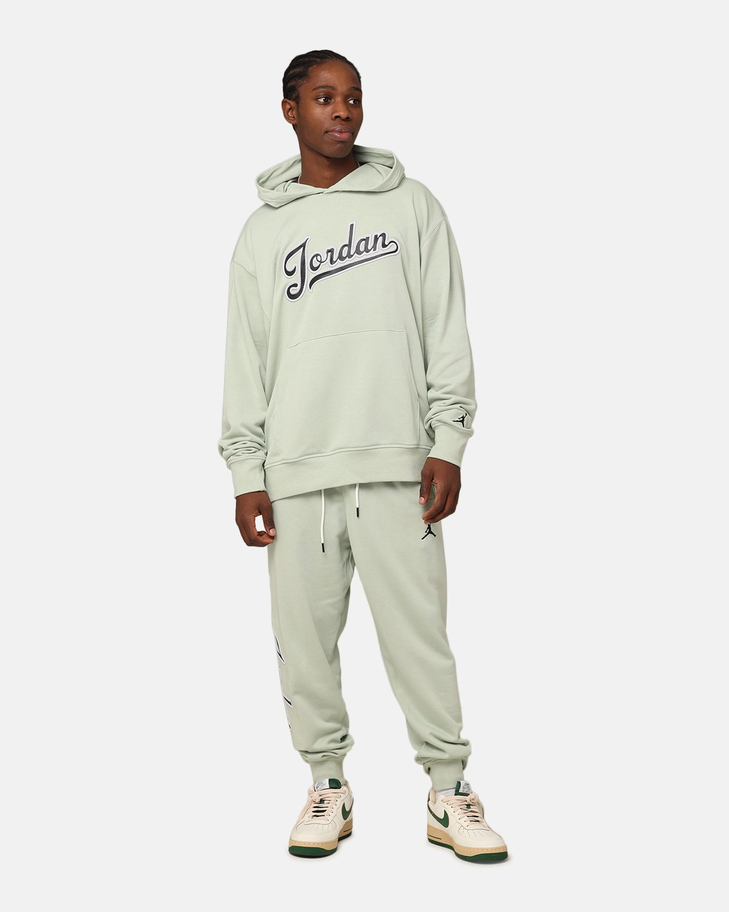 checkered pattern Jordan Flight MVP Fleece Pullover Hoodie Seafoam