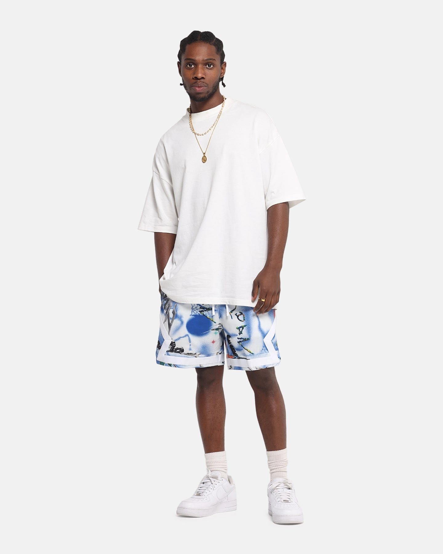 Modern Aesthetic High Durability Blend Jordan Jumpman Dri-FIT Sport Diamond Shorts White/Black