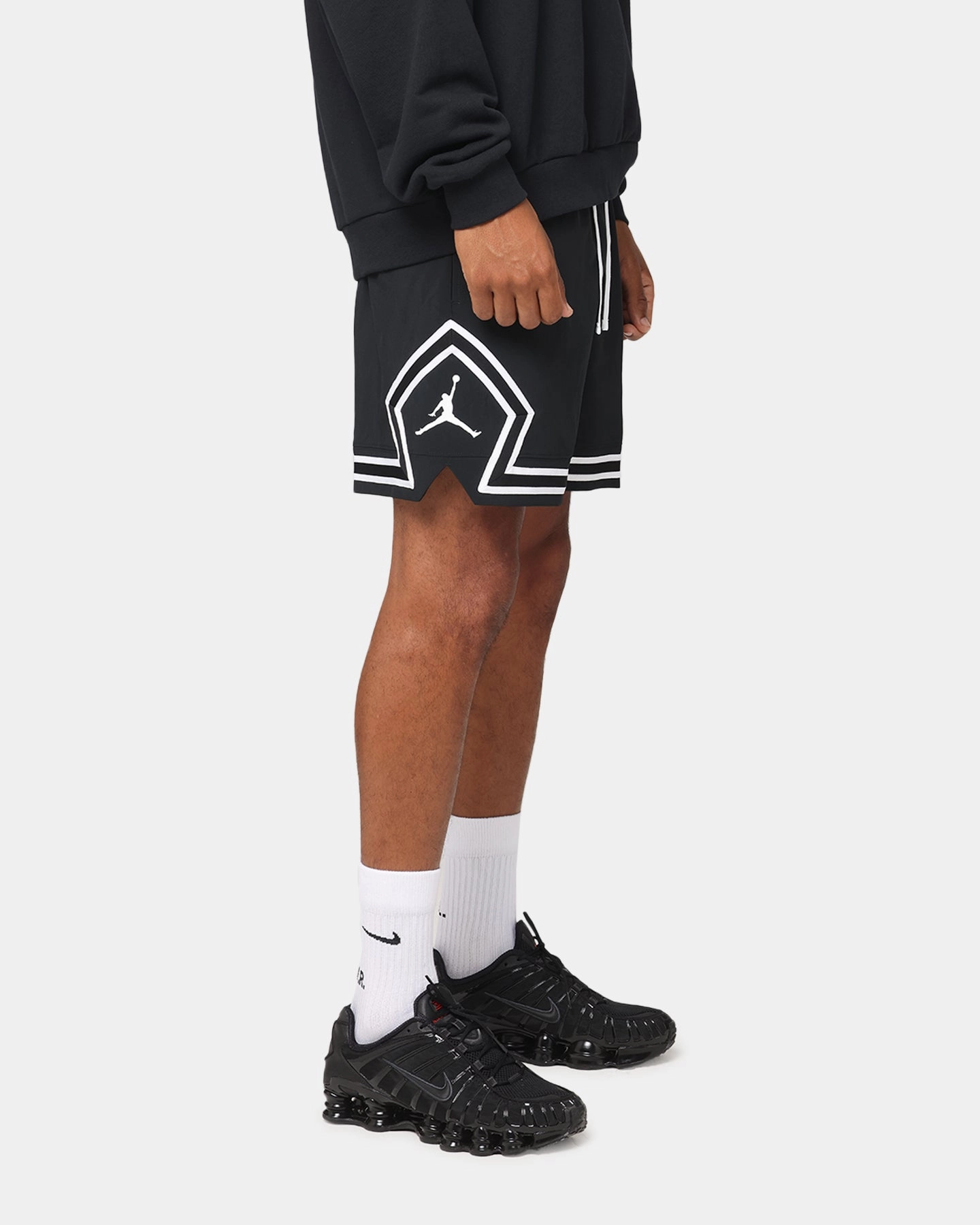 Jordan Jumpman Dri-Fit Woven Diamond Shorts Black/White/White striped shorts