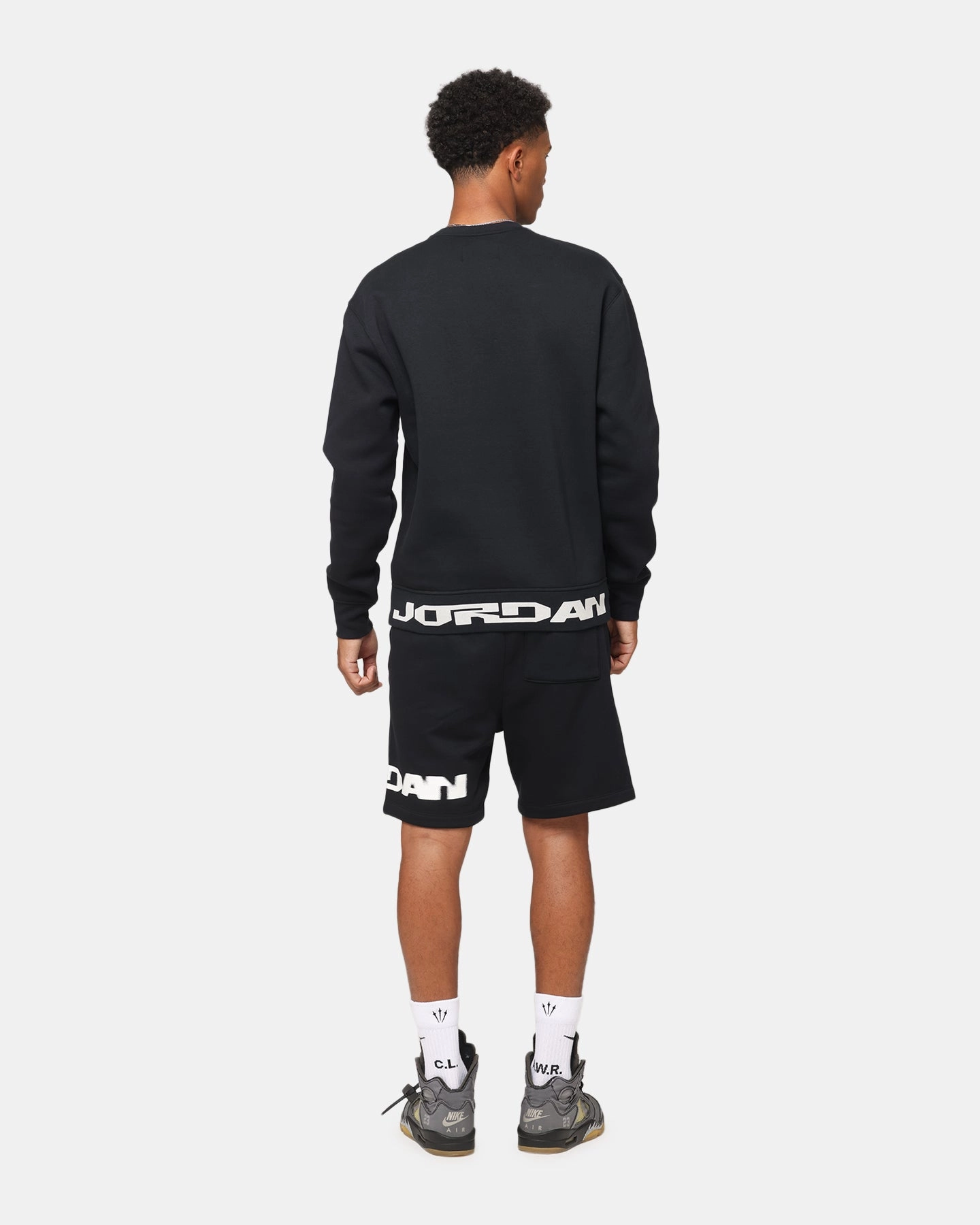 High Density Weave Casual Layer Jordan Jumpman MVP Graphic Fleece Crewneck Sweatshirt Black/Sail