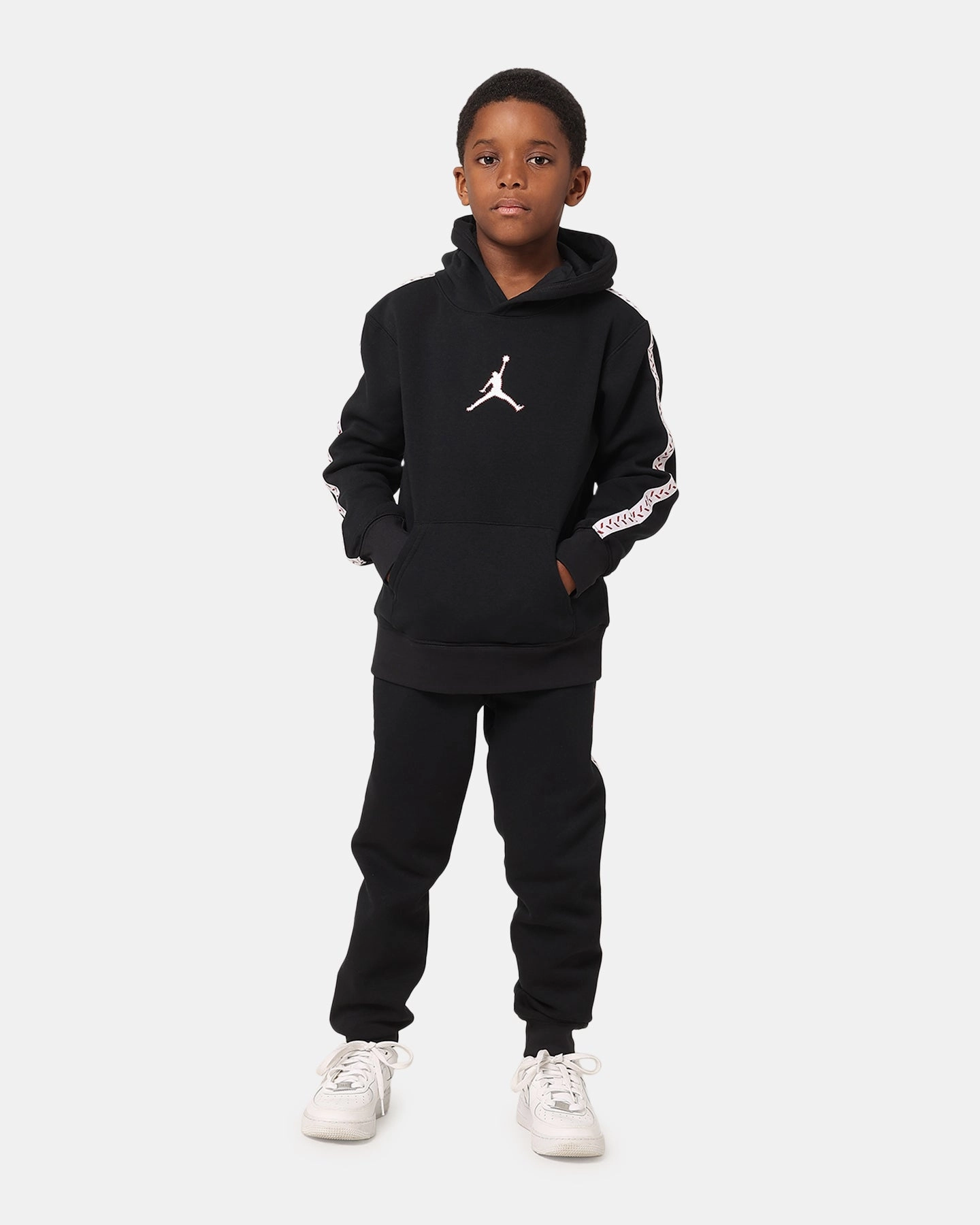 Daily Utility Perforated Details Jordan Kids' Baseline Pullover Hoodie Black