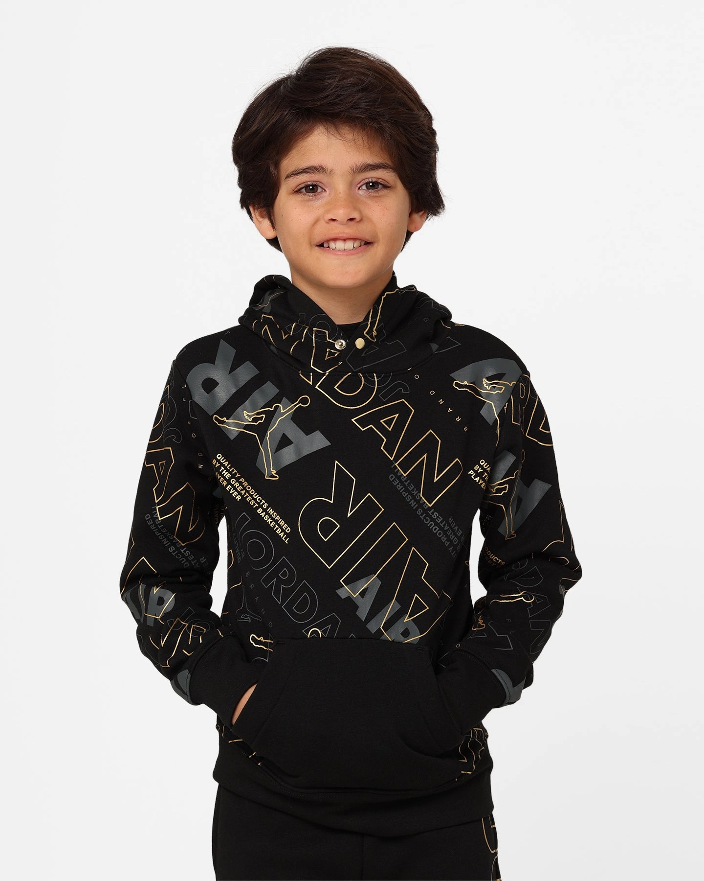 Jordan Kids' Holiday Shine Air Pullover Hoodie Black Patch
