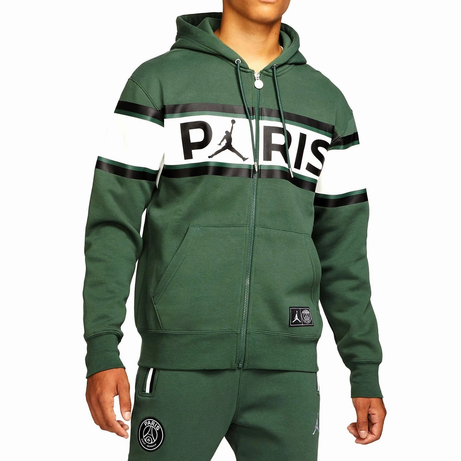 Jordan x PSG green Casual Fleece presentation tracksuit 2021/22 - Jordan kids' clothing