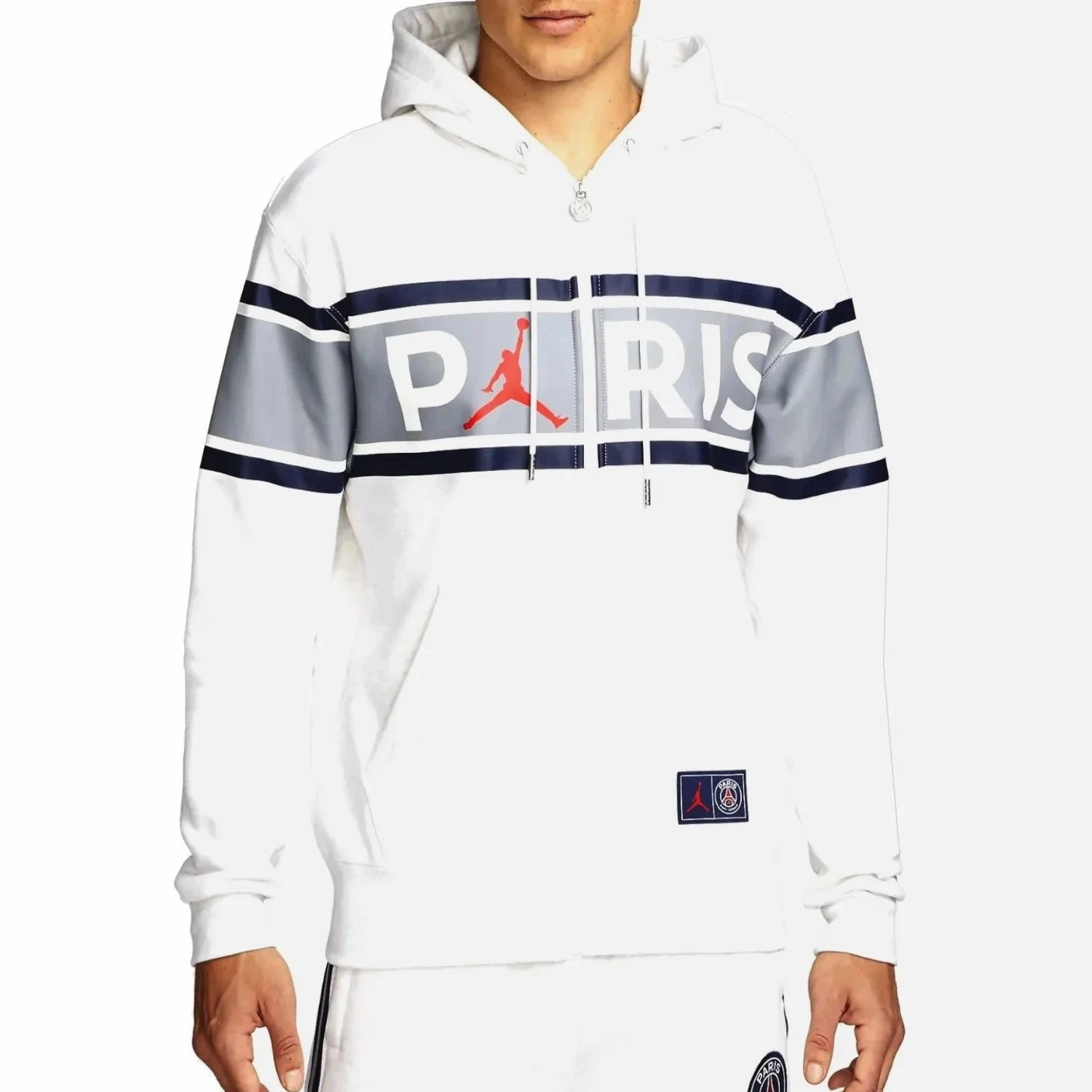 Jordan x PSG white Casual Fleece presentation jacket 2021/22 - Jordan NonRestrictiveMobility