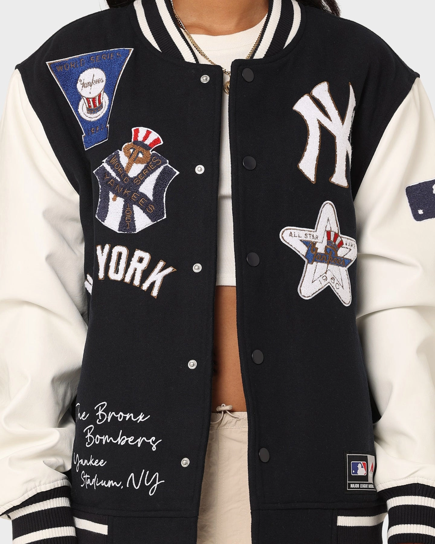 Philanthropy Waterproof Material Majestic Athletic New York Yankees Multi Hit Varsity Jacket True Navy