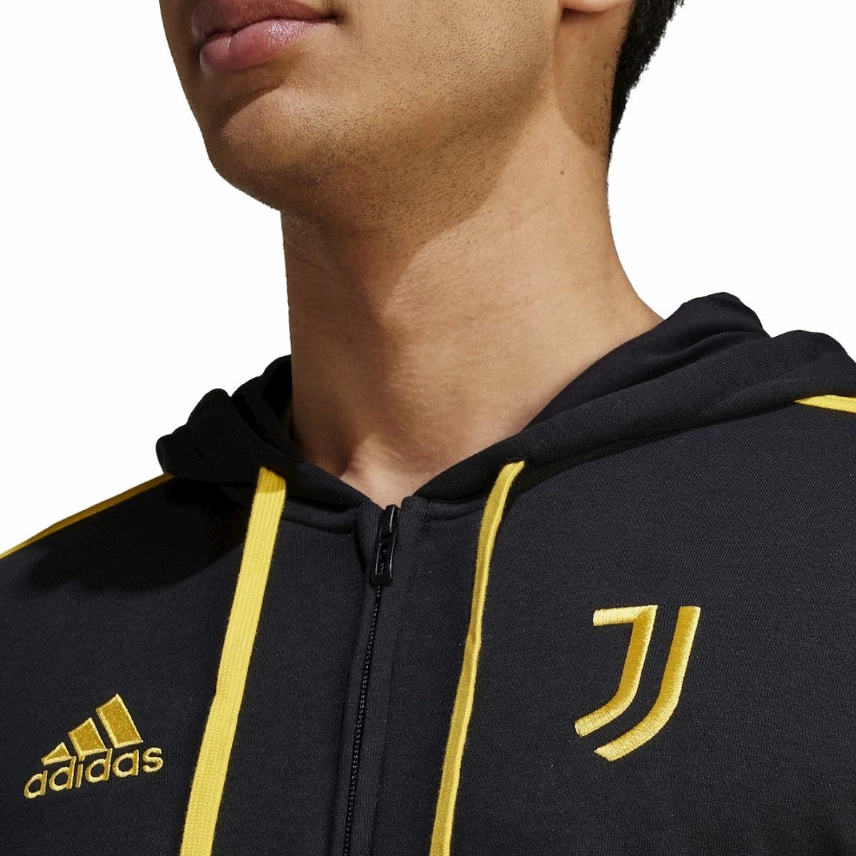 Juventus Casual 3S hooded soccer tracksuit 2023/24 black - Adidas flare fit Compression Fit Design