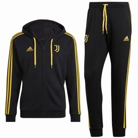Juventus Casual 3S hooded soccer tracksuit 2023/24 black - Adidas Visual Appeal
