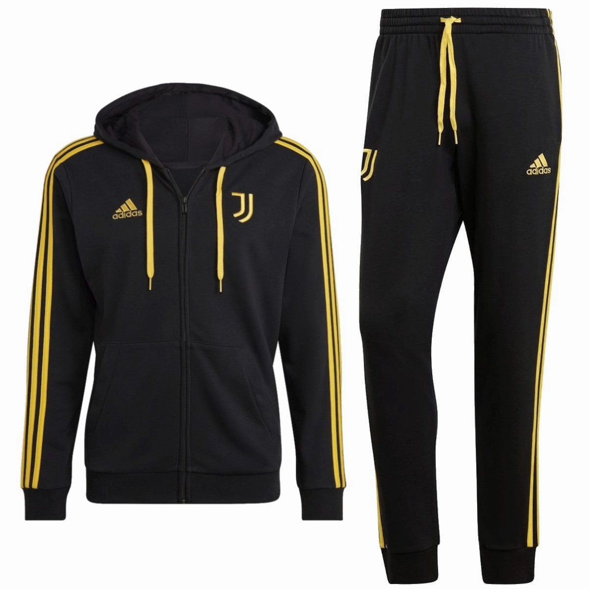 Juventus Casual 3S hooded soccer tracksuit 2023/24 black - Adidas Visual Appeal