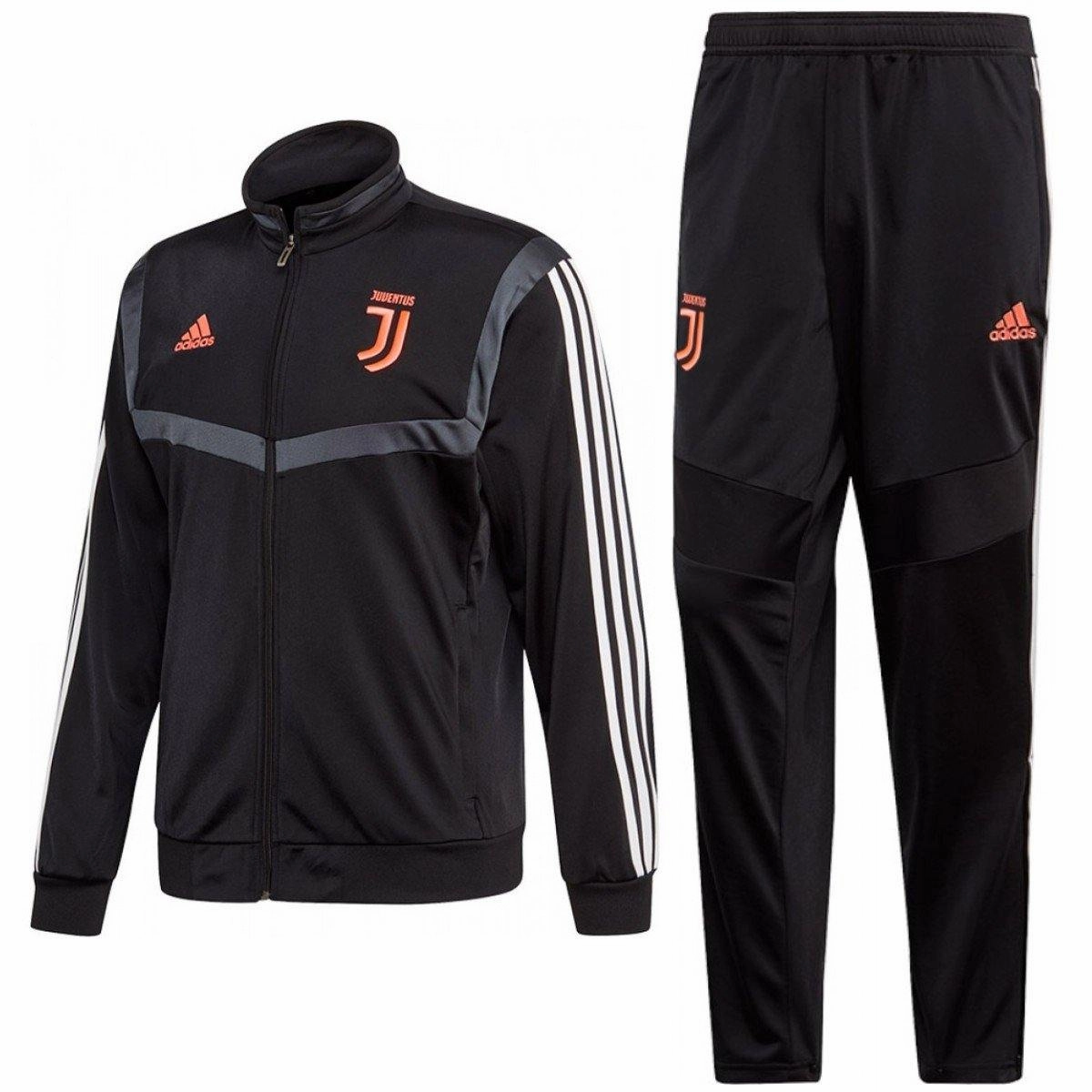 Juventus soccer black bench training tracksuit 2019/20 - Adidas branding Chafe Free Construction