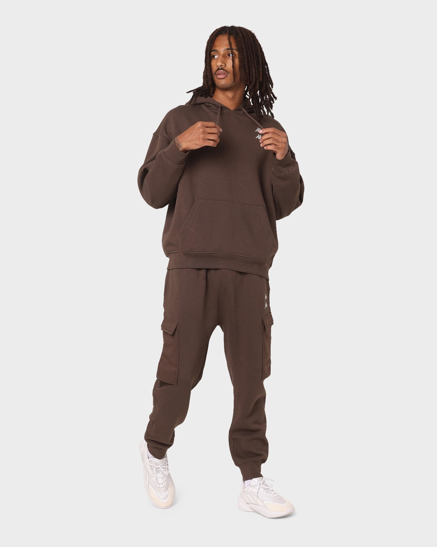 Vegan Option Heat Retention Technology KAPPA Authentic Diran Hoodie Brown Coffee/Grey