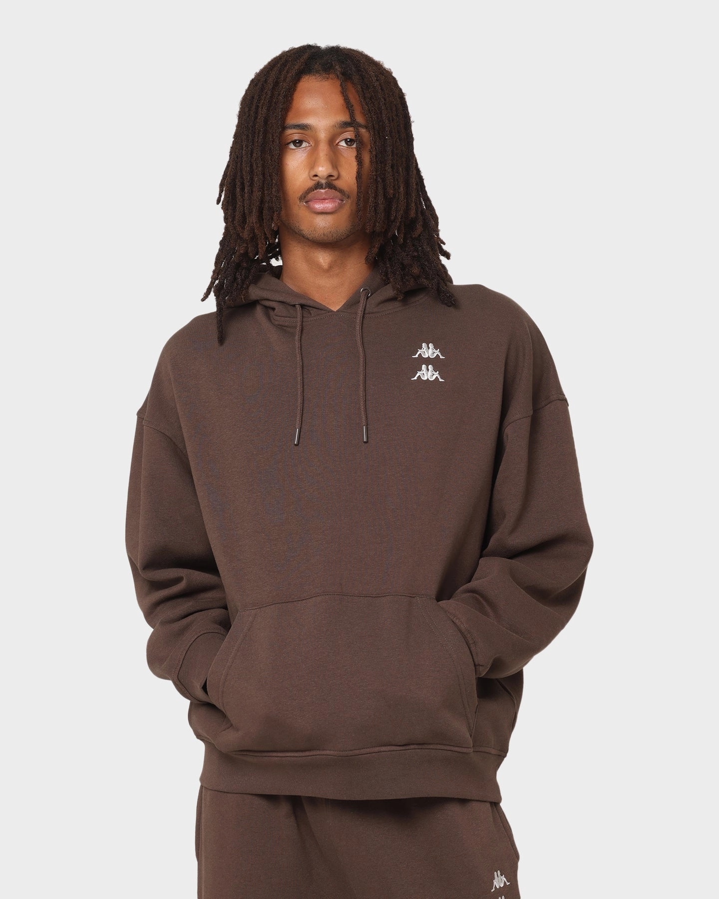 KAPPA Authentic Diran Hoodie Brown Coffee/Grey LowProfile Seam Design upcycled design