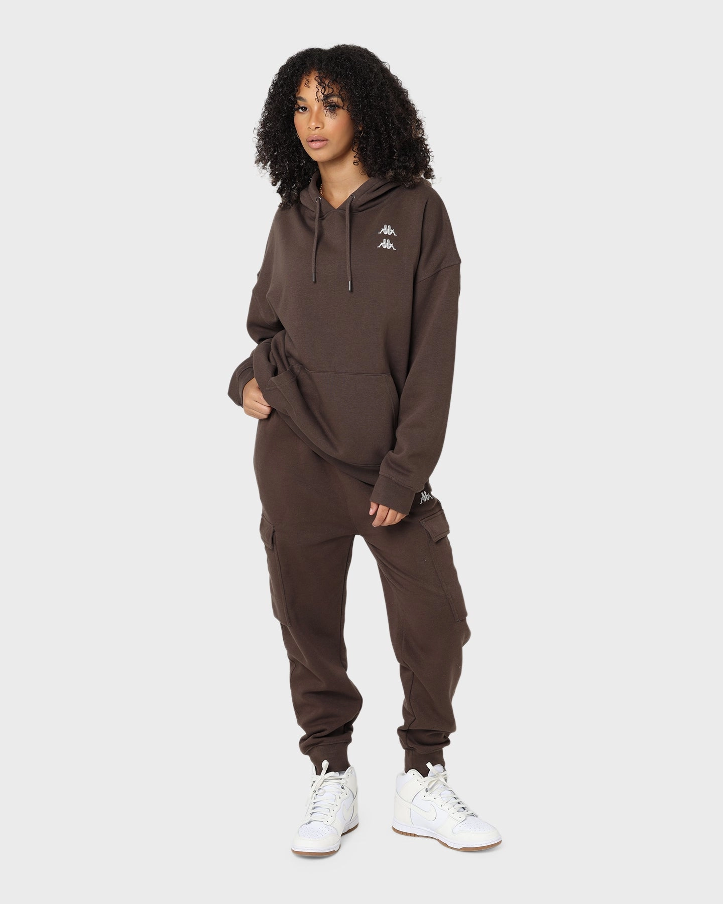 KAPPA Authentic Diran Hoodie Brown Coffee/Grey HighNeck Heavyweight